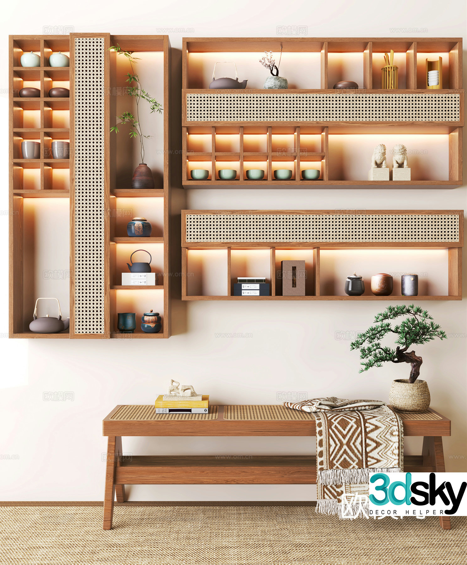 New Chinese style wall cabinet 3D model