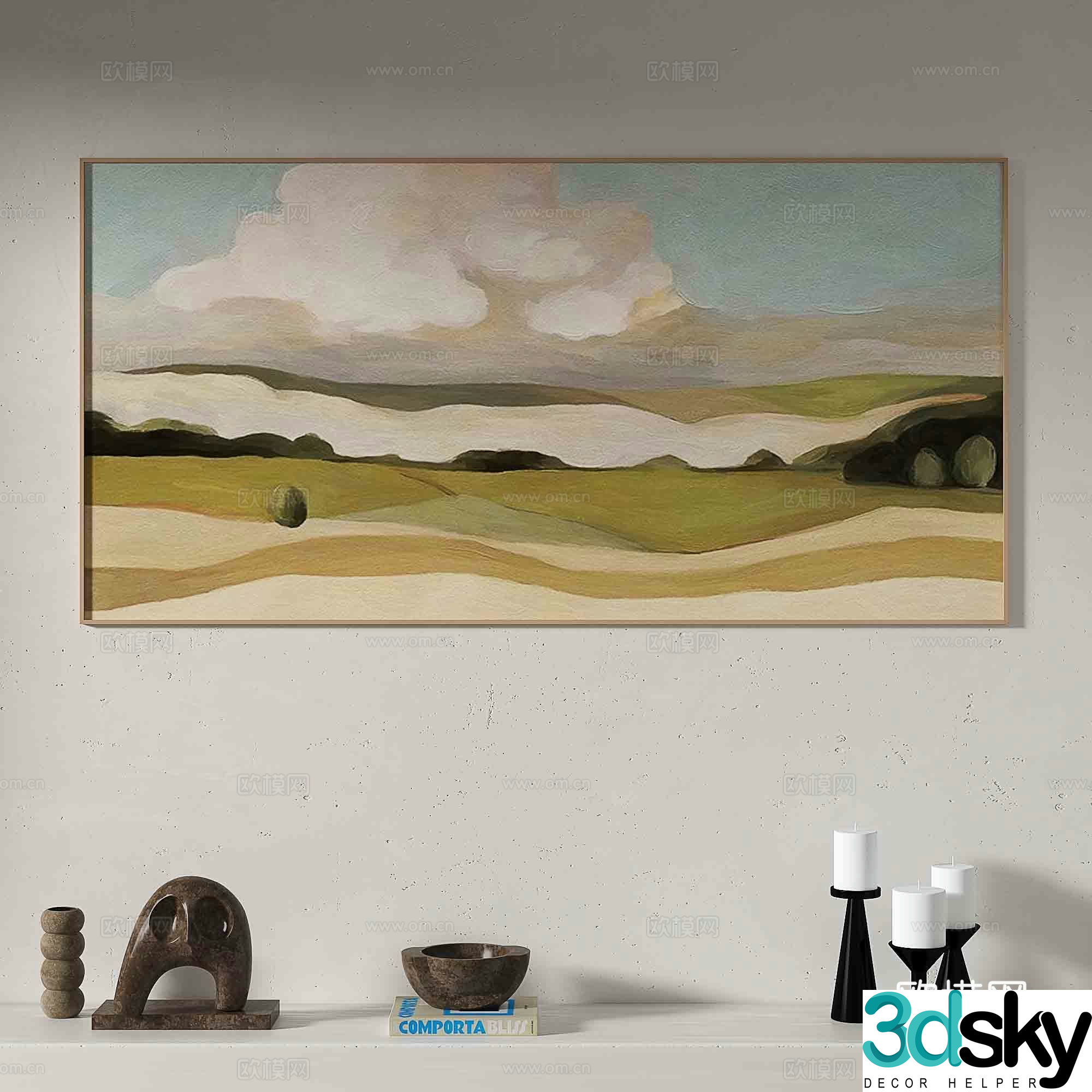 Modern oil painting decorative painting 3d model
