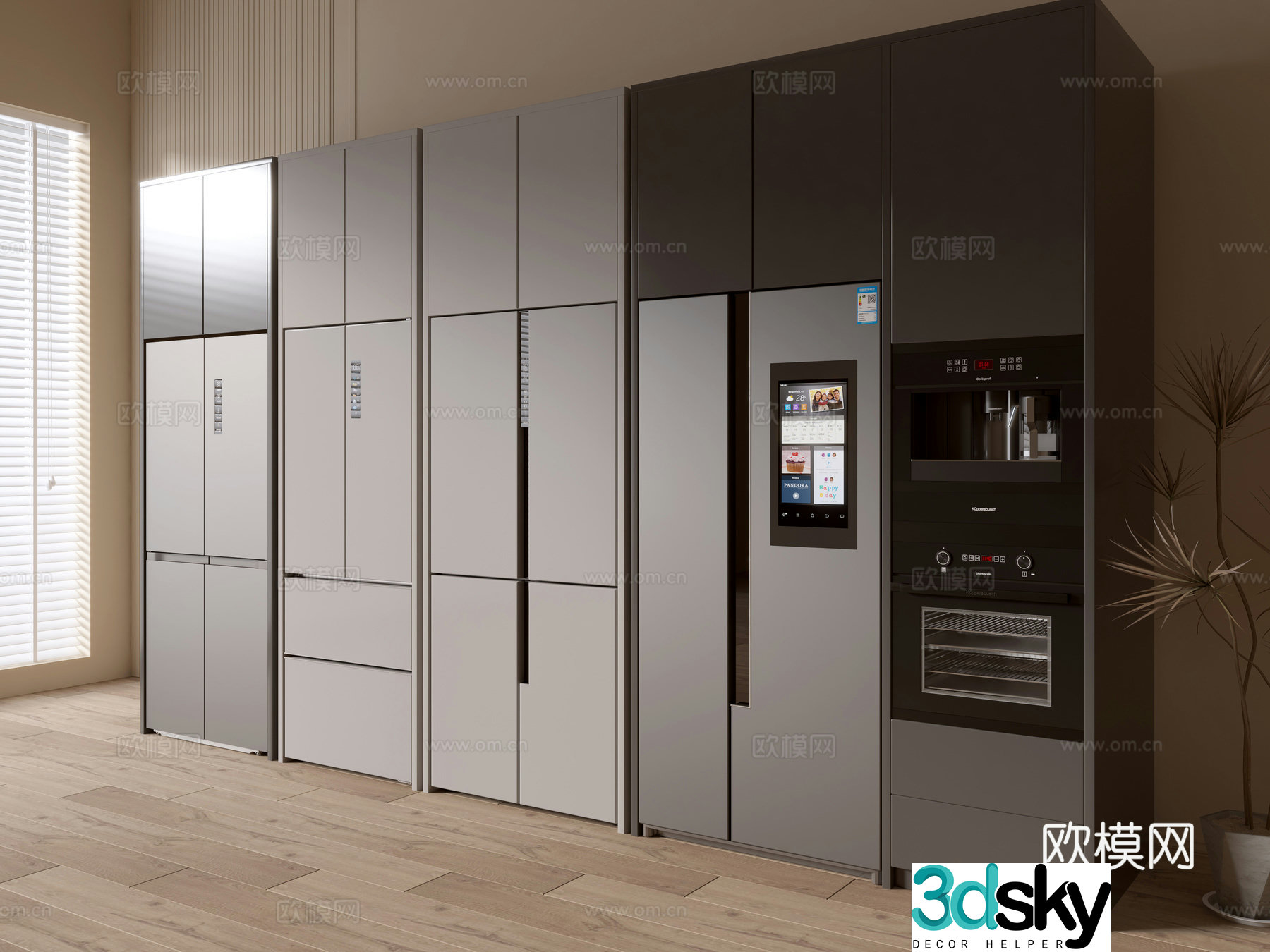 Embedded refrigerator double door refrigerator smart refrigerator 3d model