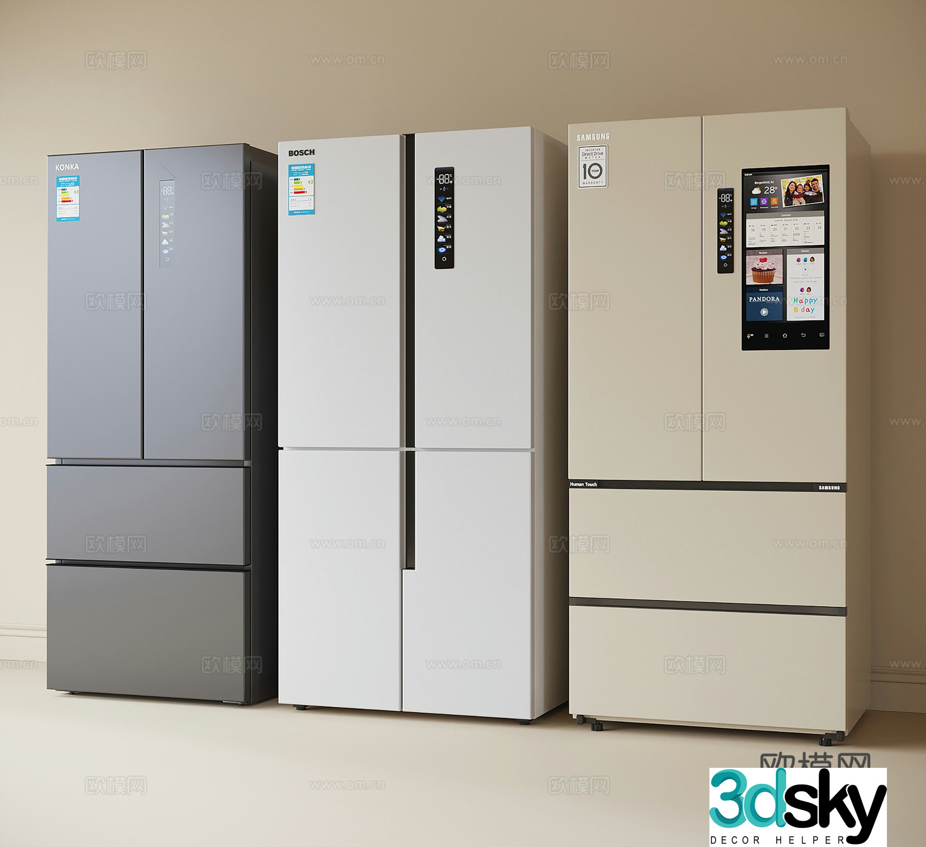 Modern refrigerator smart refrigerator 3d model