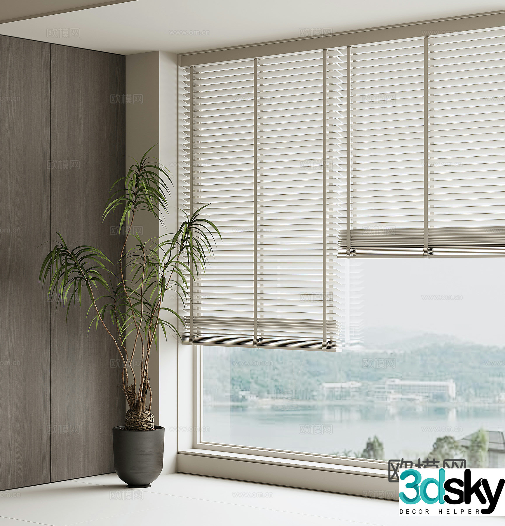 Modern curtains Venetian blinds 3d model
