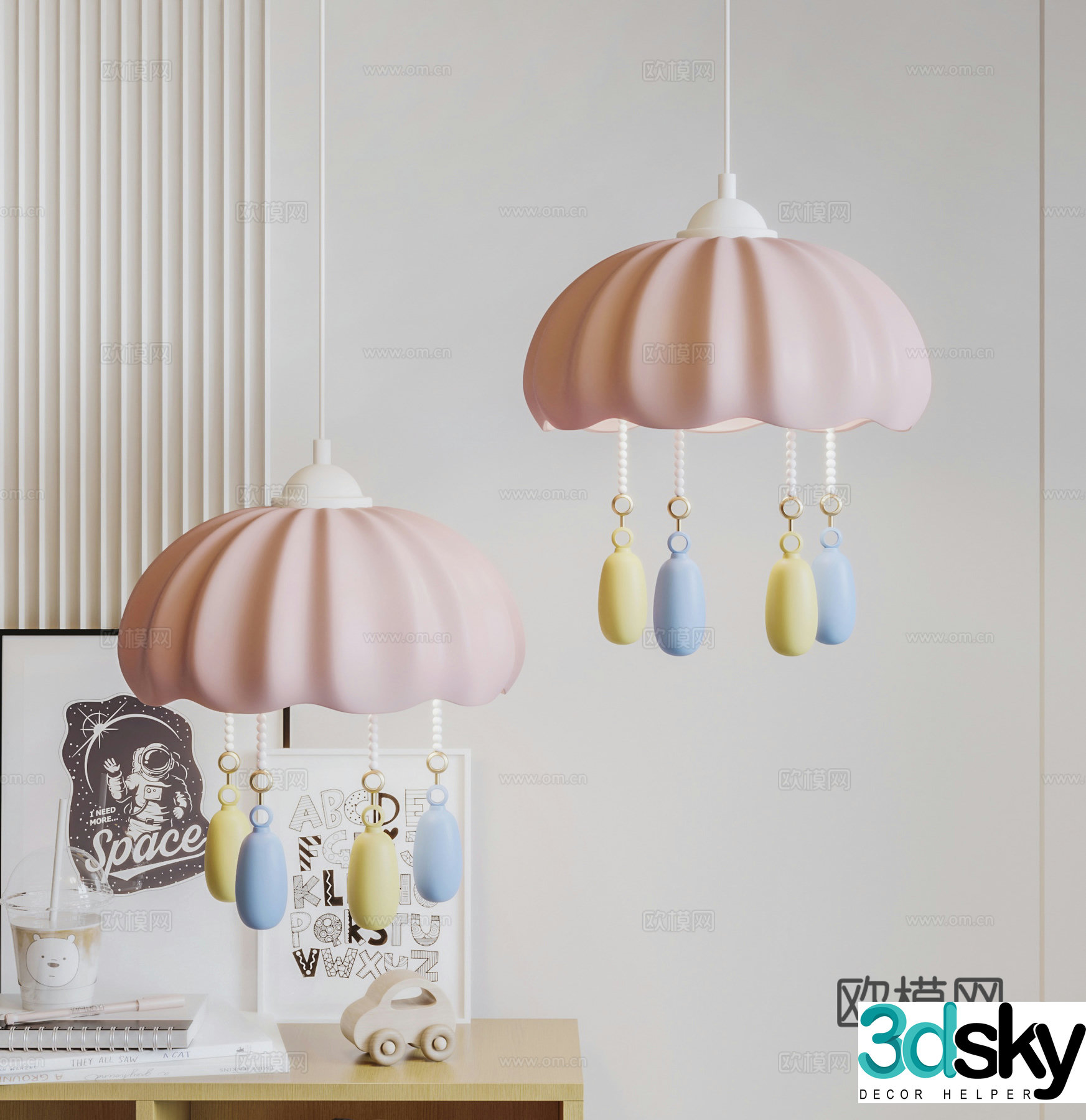 Cream style chandelier children’s chandelier 3d model
