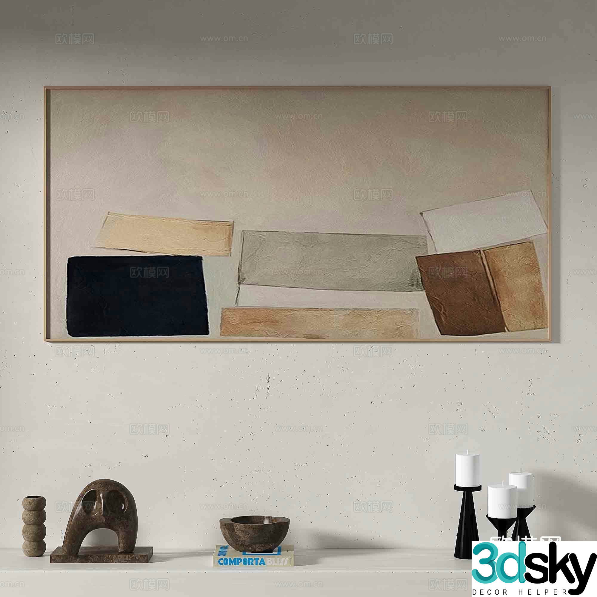 Modern abstract painting decorative painting 3d model