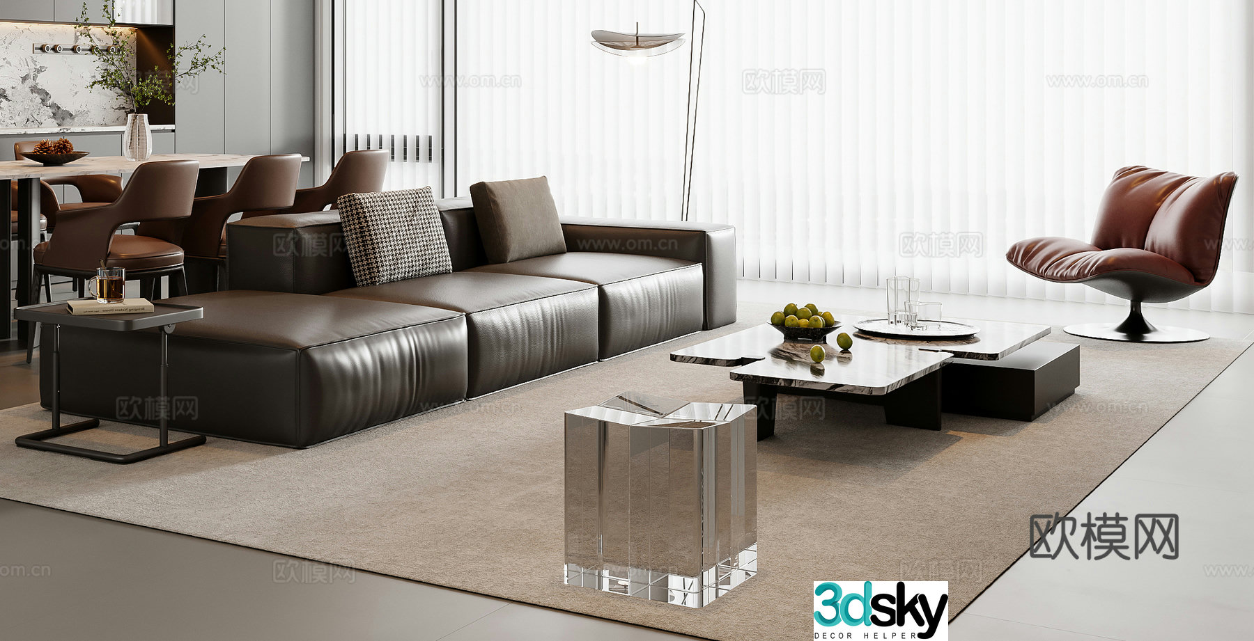 Italian sectional sofa 3d model