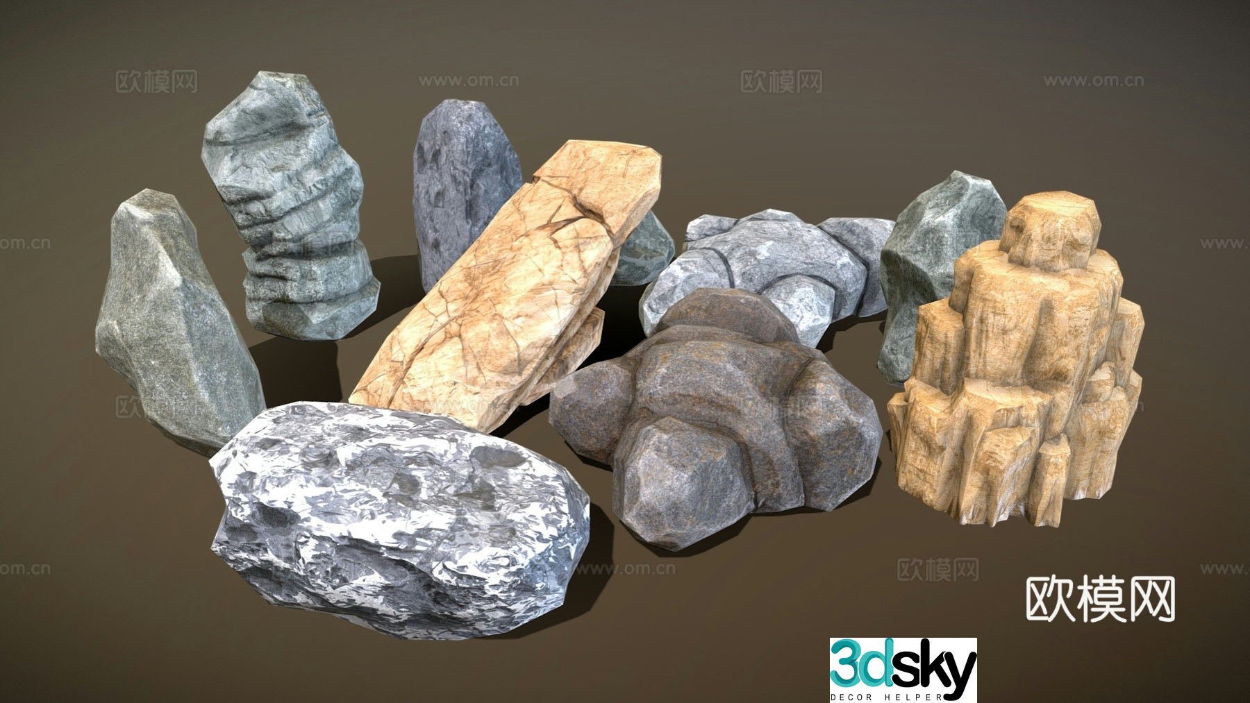 modern stone landscape stone stone pier 3d model