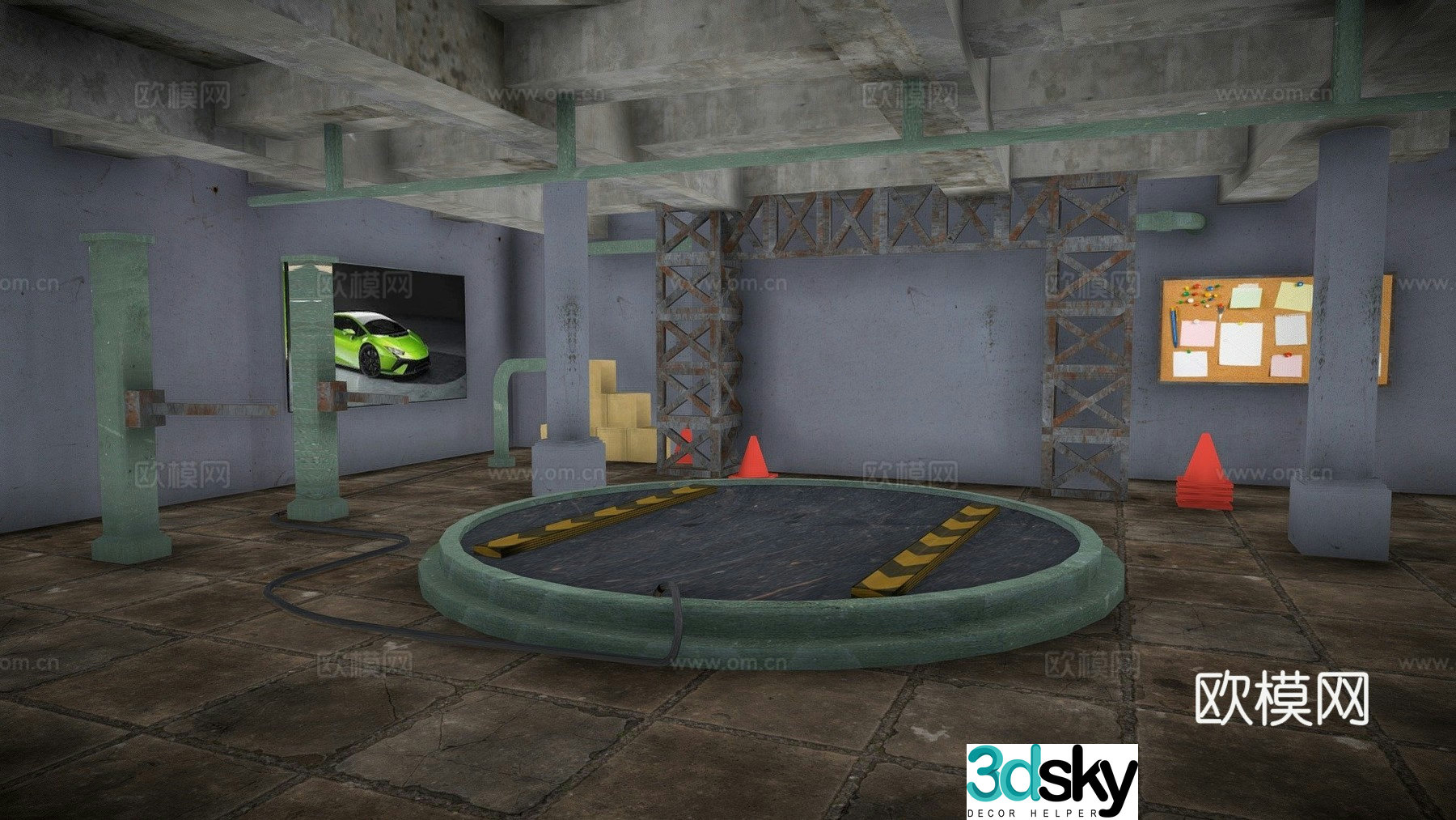 Industrial style warehouse garage 3d model