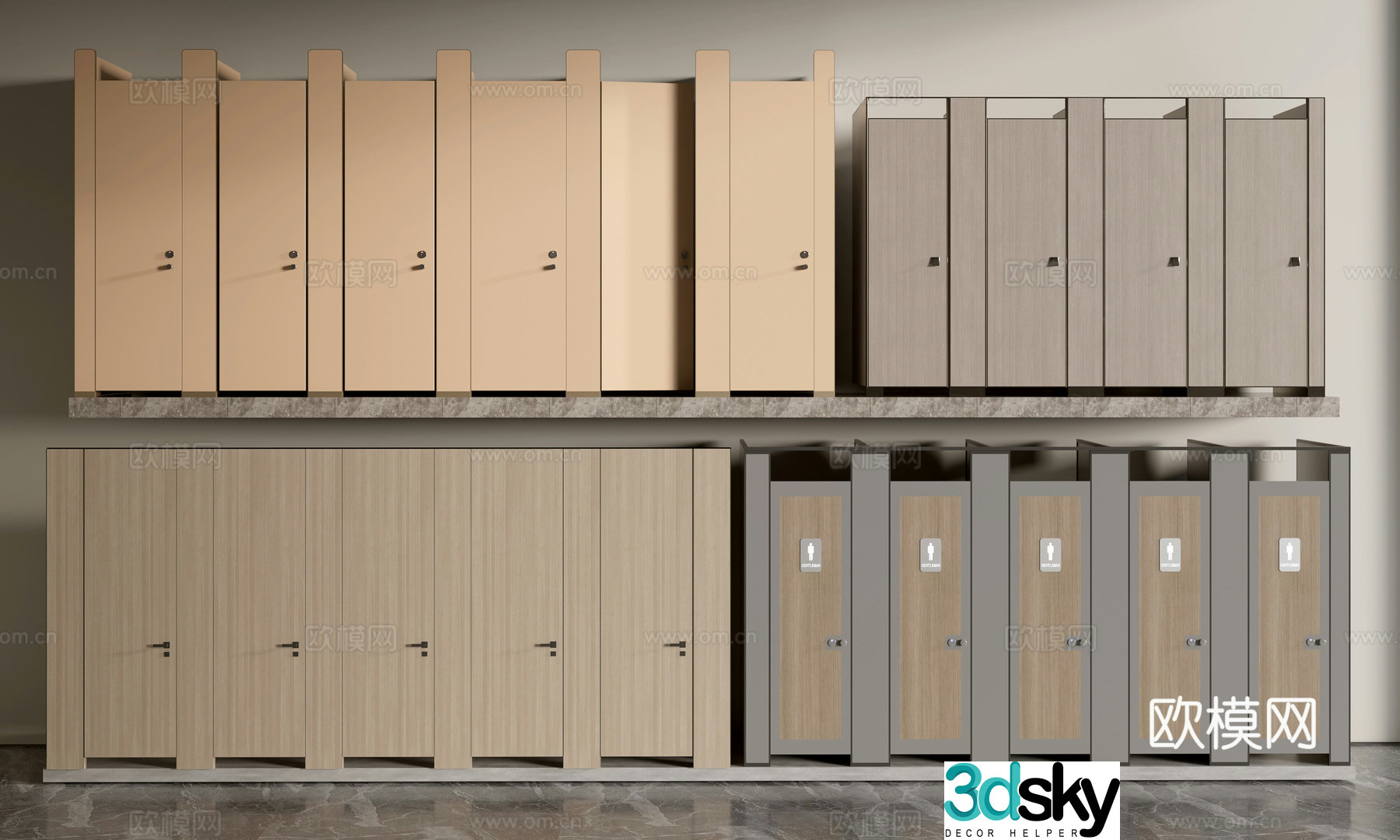 modern bathroom door toilet cubicle toilet door toilet partition 3d model