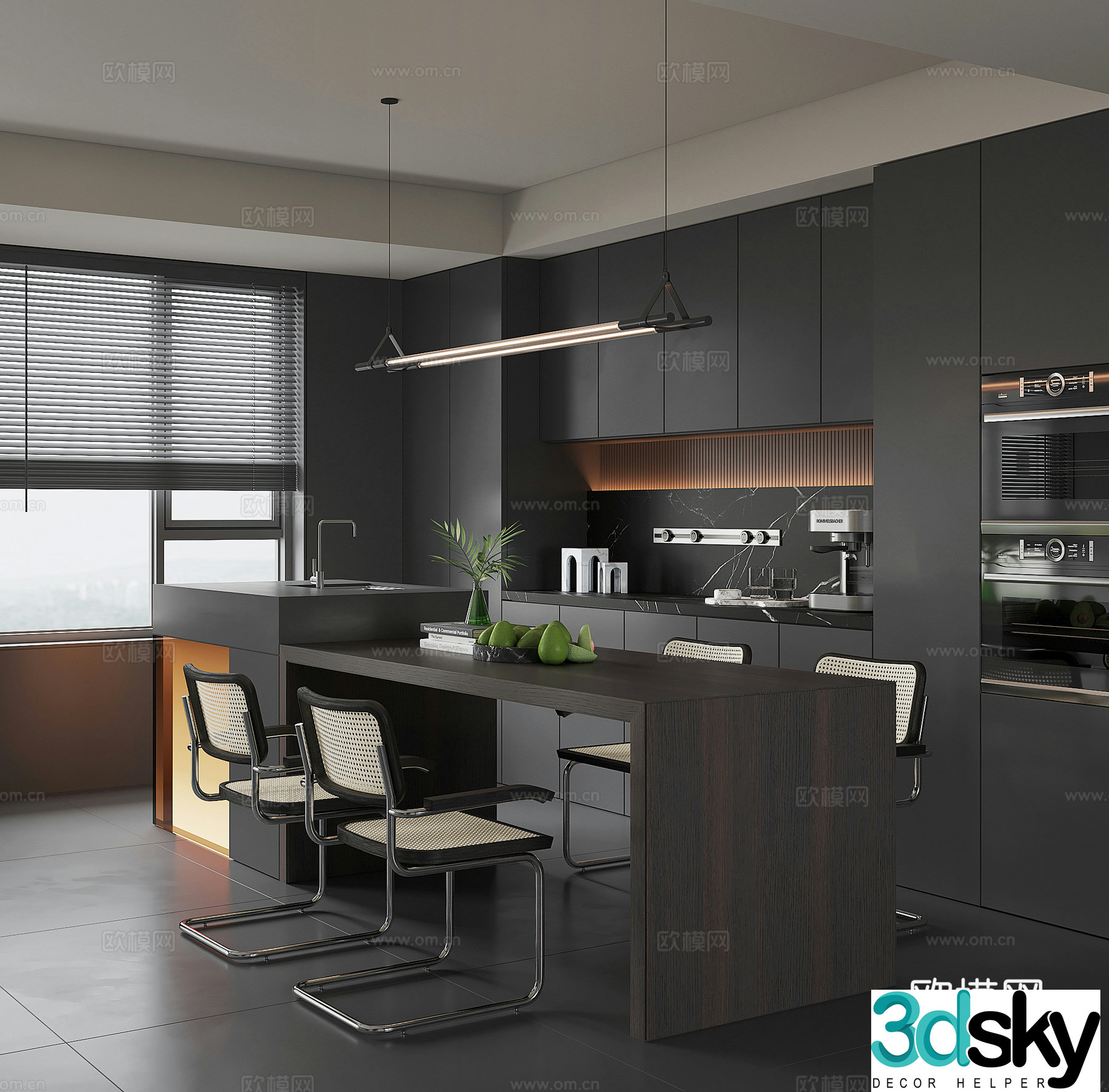 Modern island restaurant 3d model