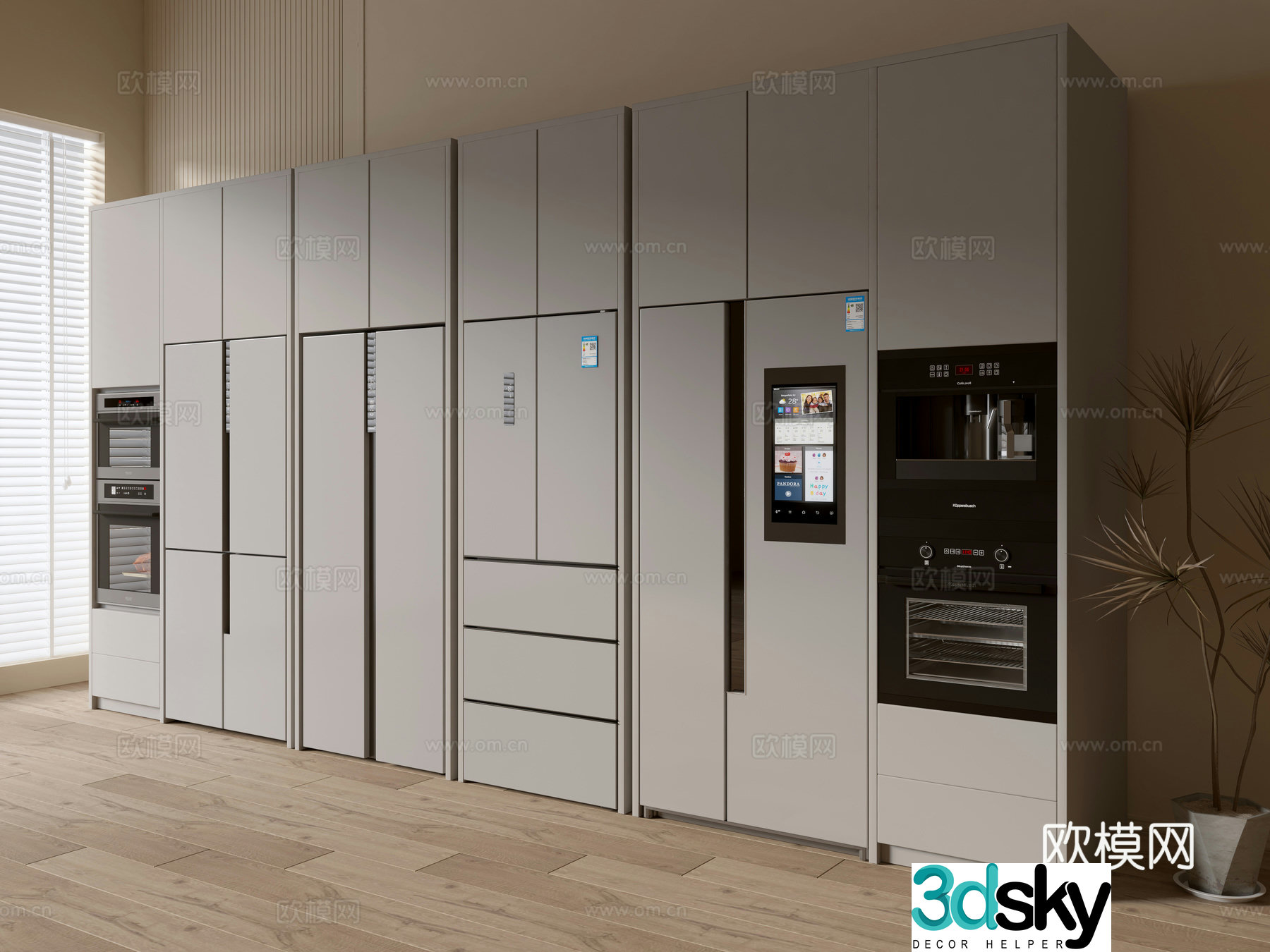 Embedded refrigerator double -door refrigerator smart refrigerator 3D model