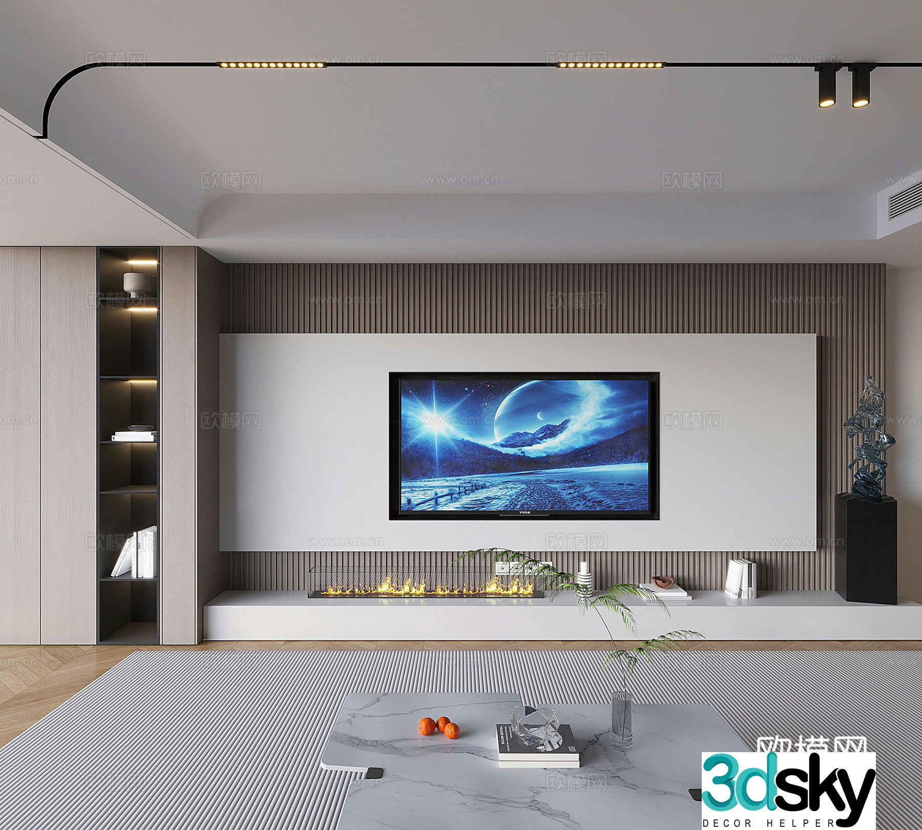 Modern background wall TV background 3d model