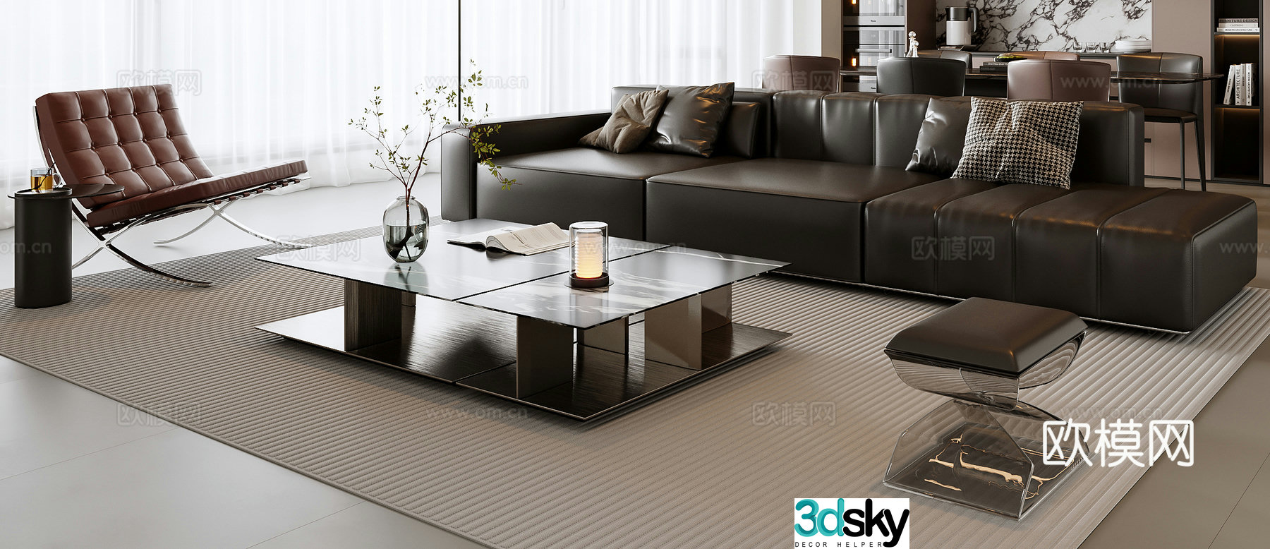 Italian sectional sofa 3d model