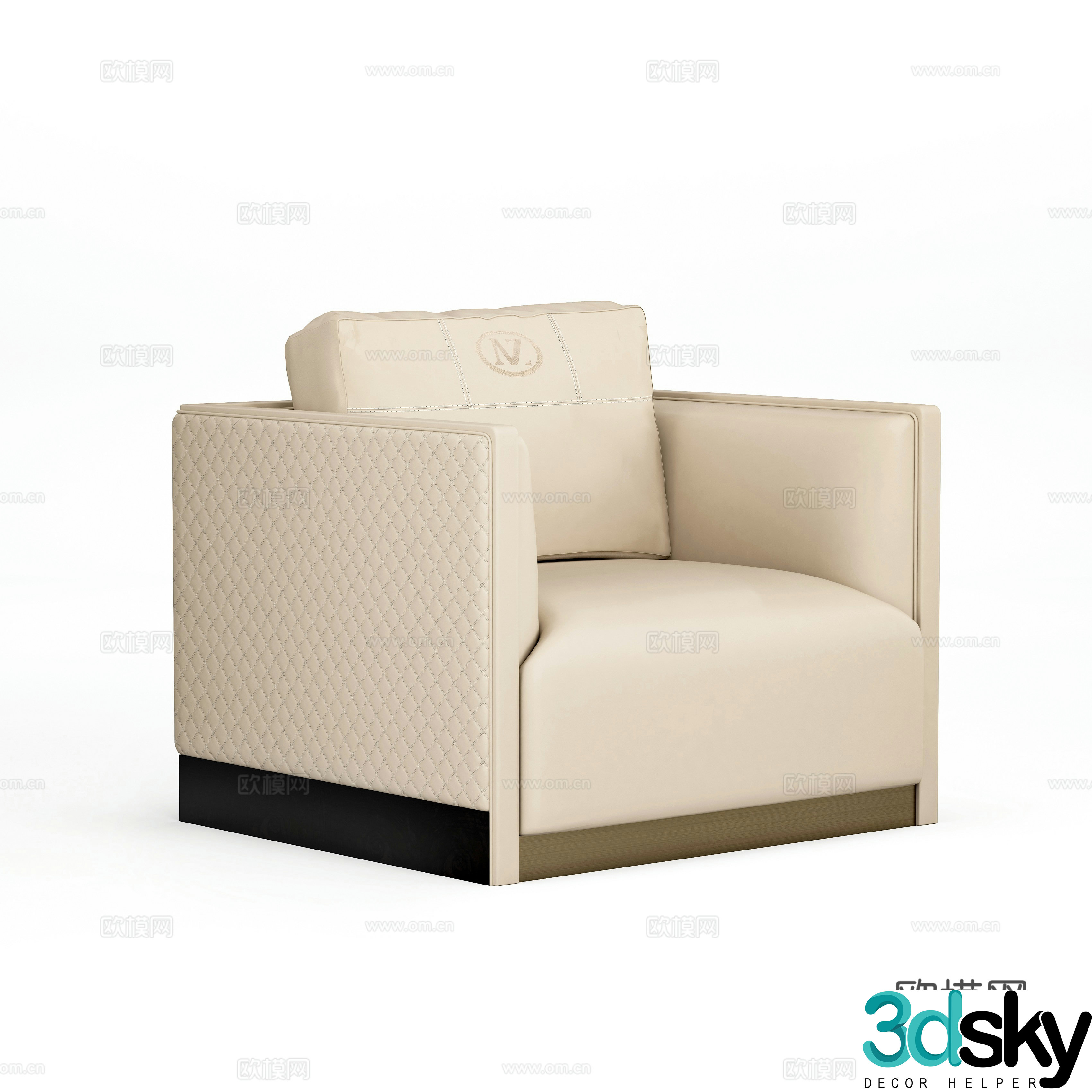 Single sofa leather sofa 3d model