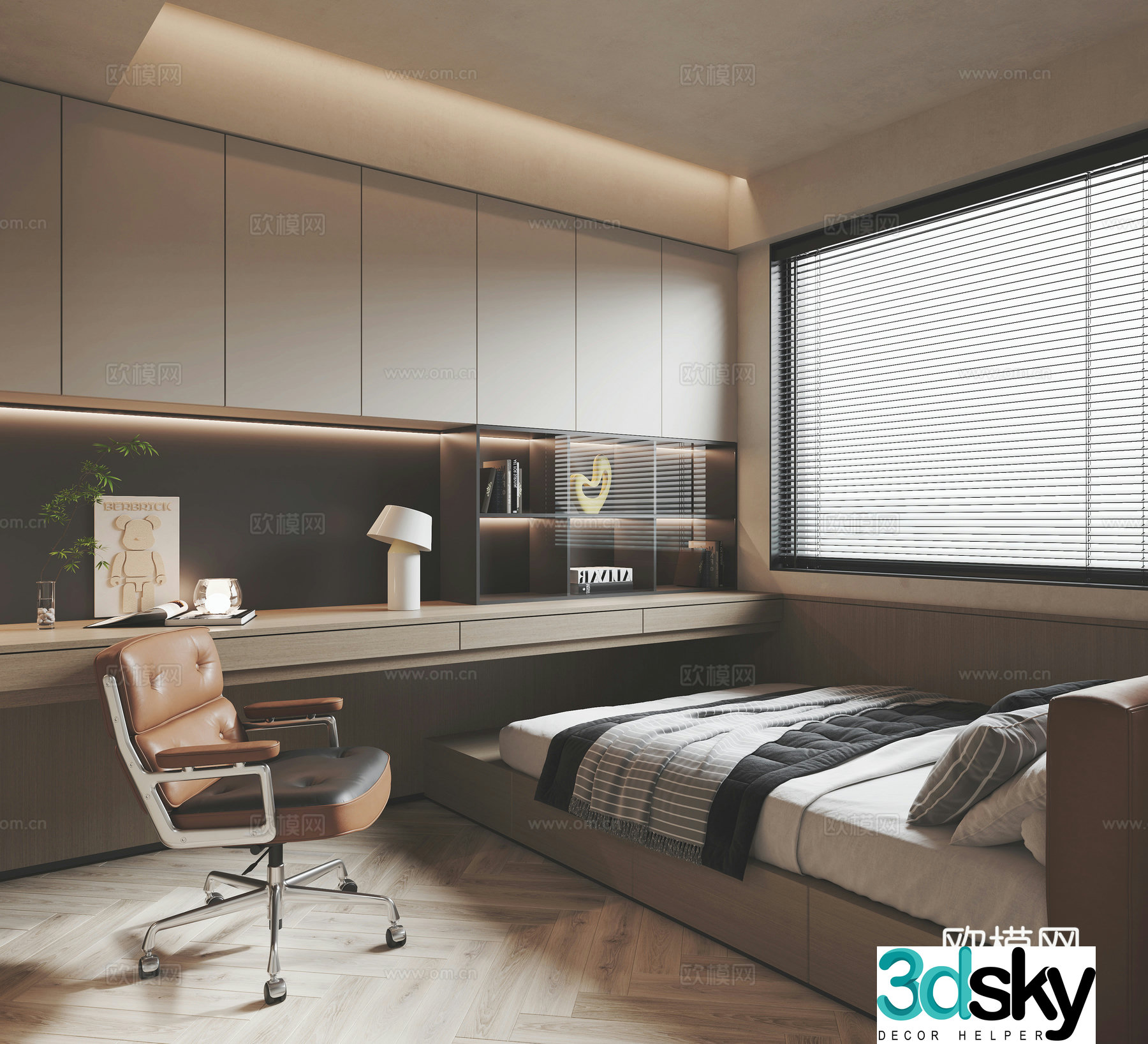 Modern tatami bedroom 3d model