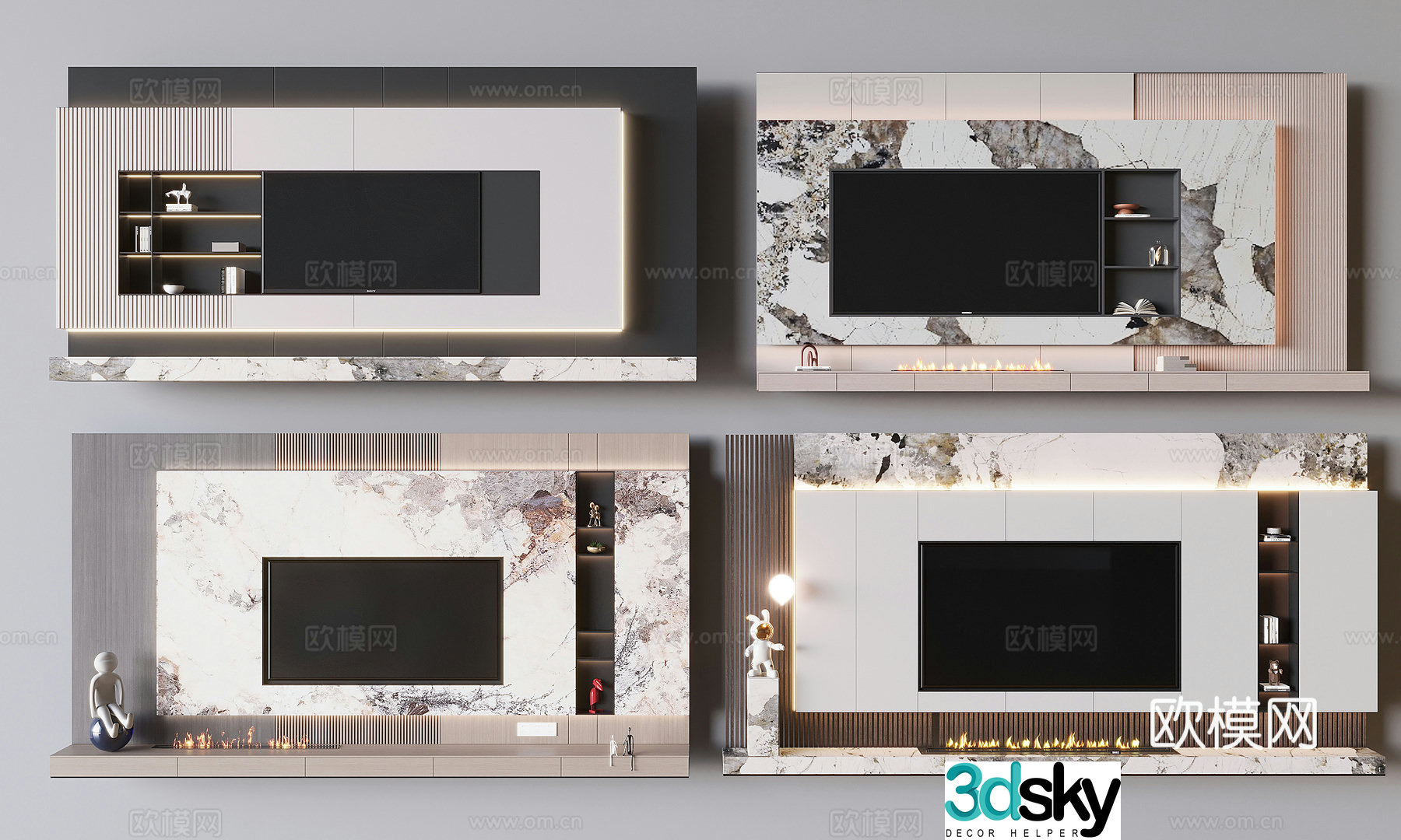 Modern background wall TV background 3d model