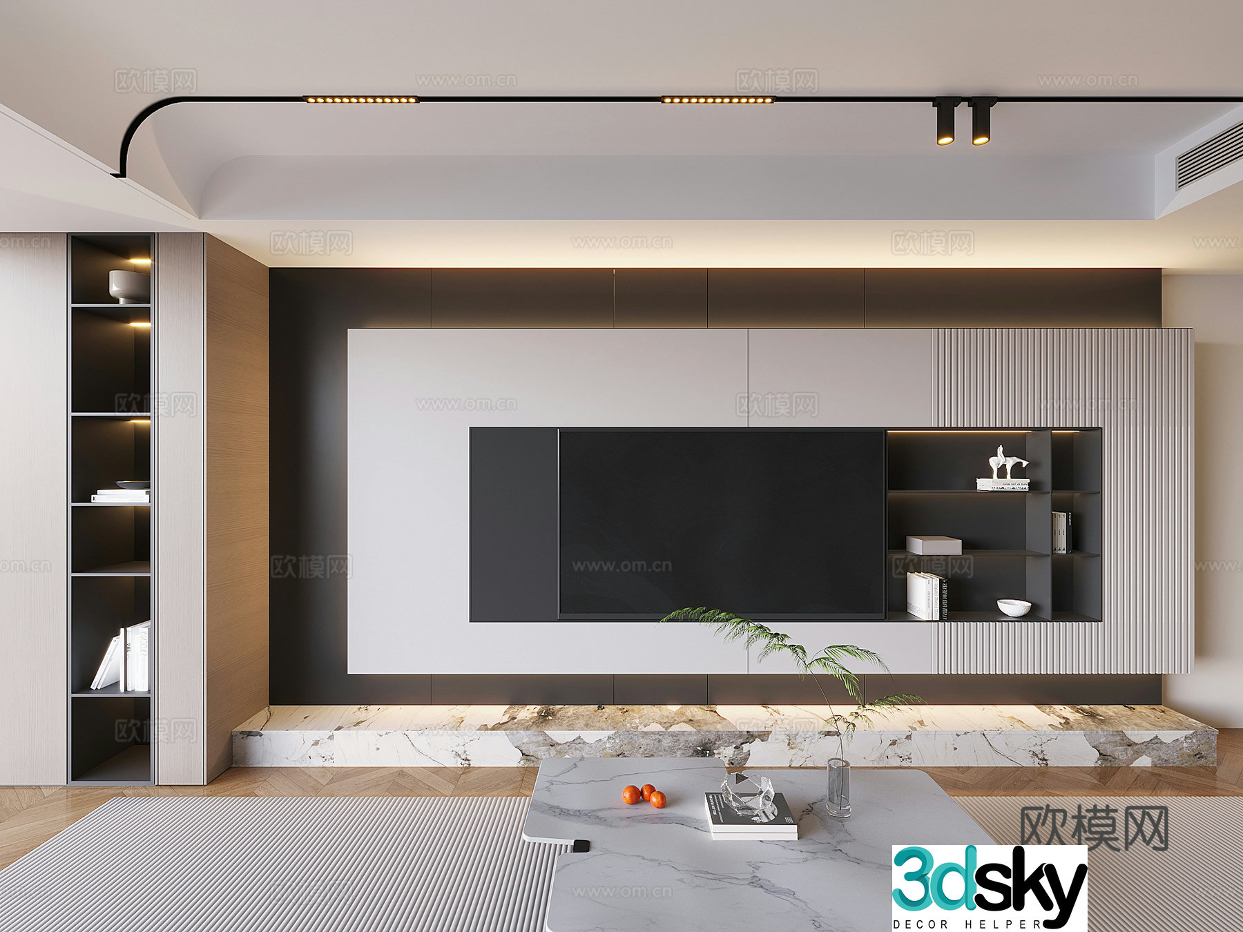 Modern background wall TV background 3d model