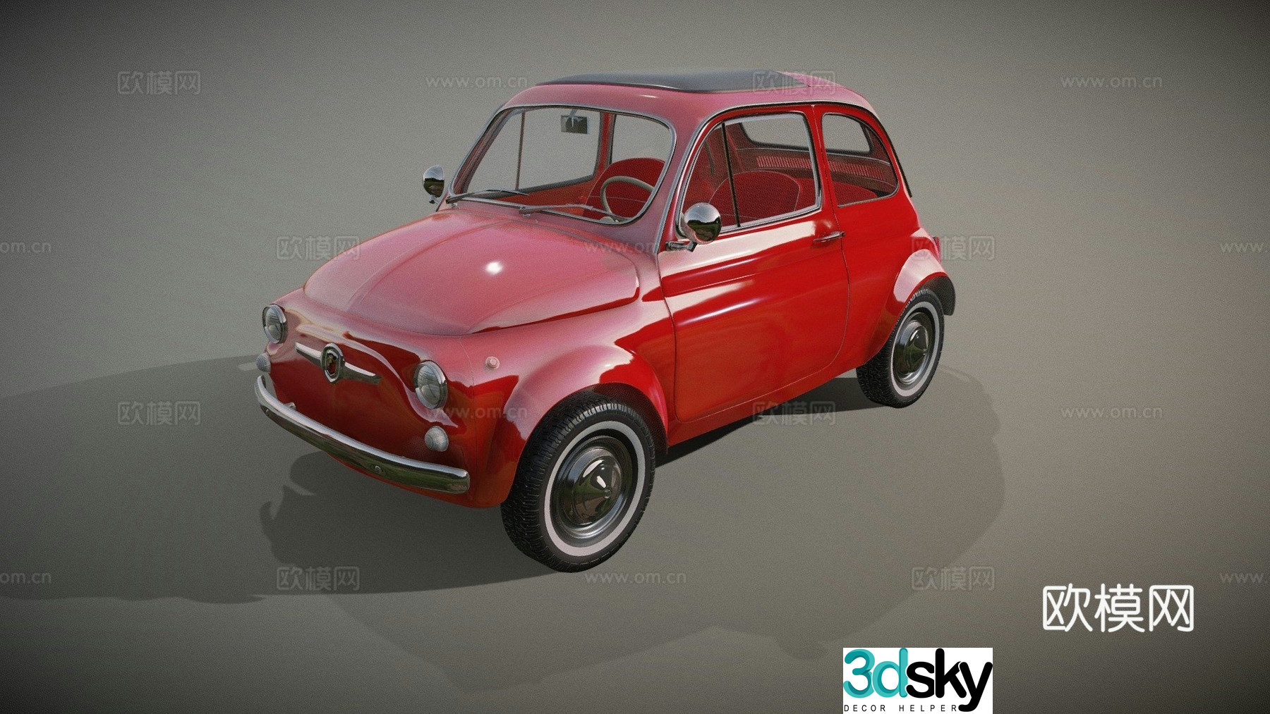 classic fiat car 3d model