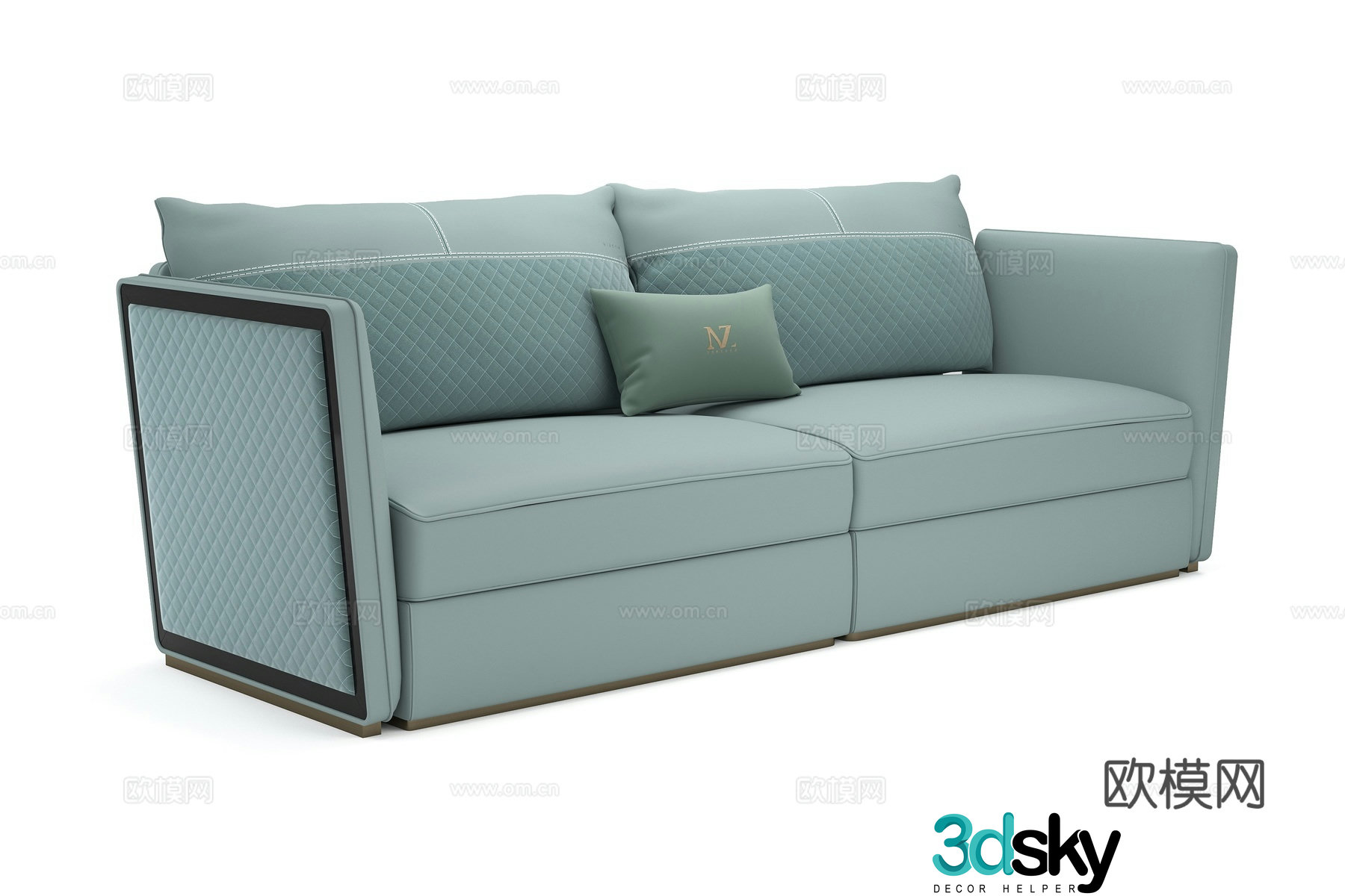 Double sofa leather sofa 3d model