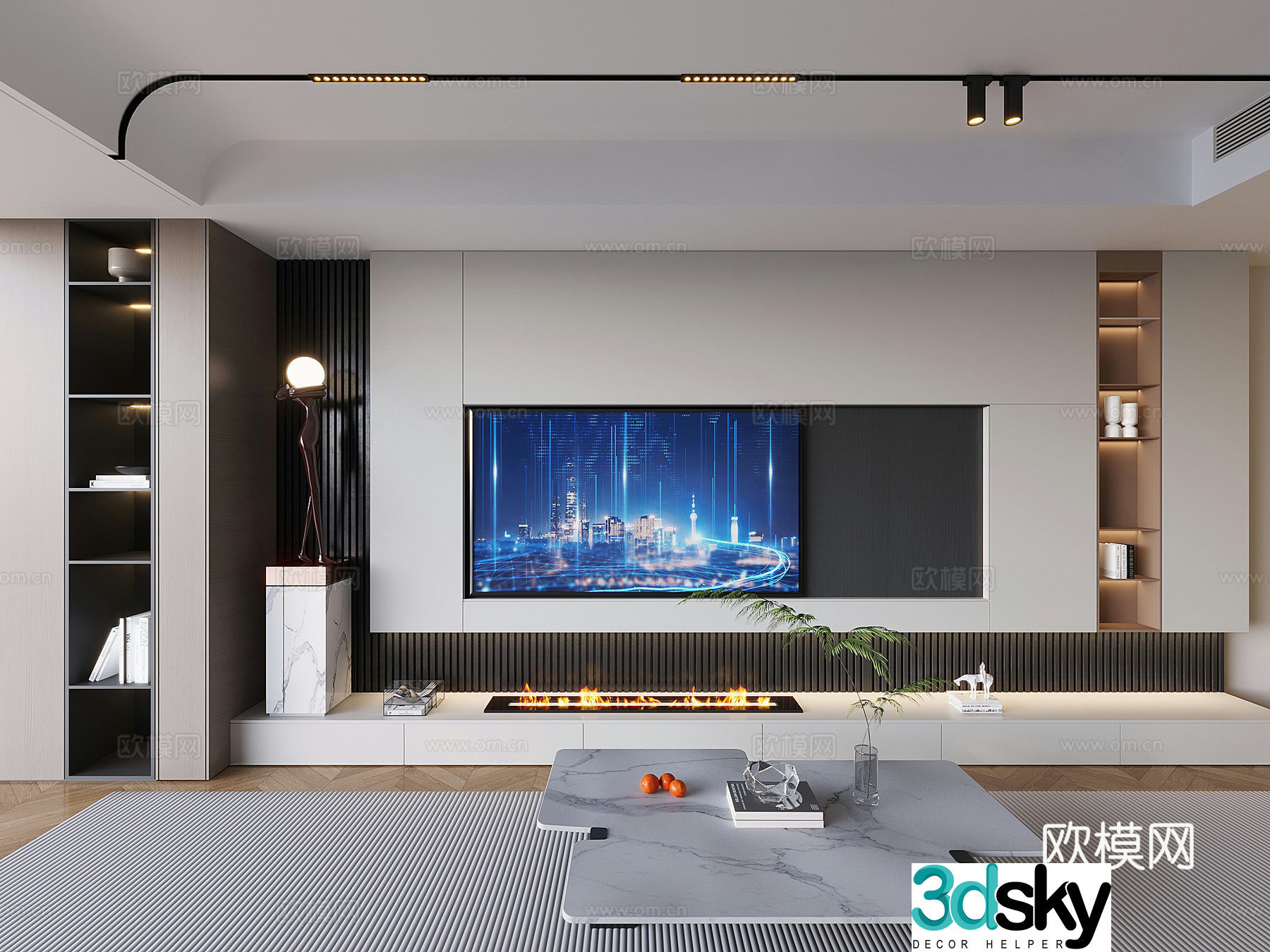Modern background wall TV background 3d model