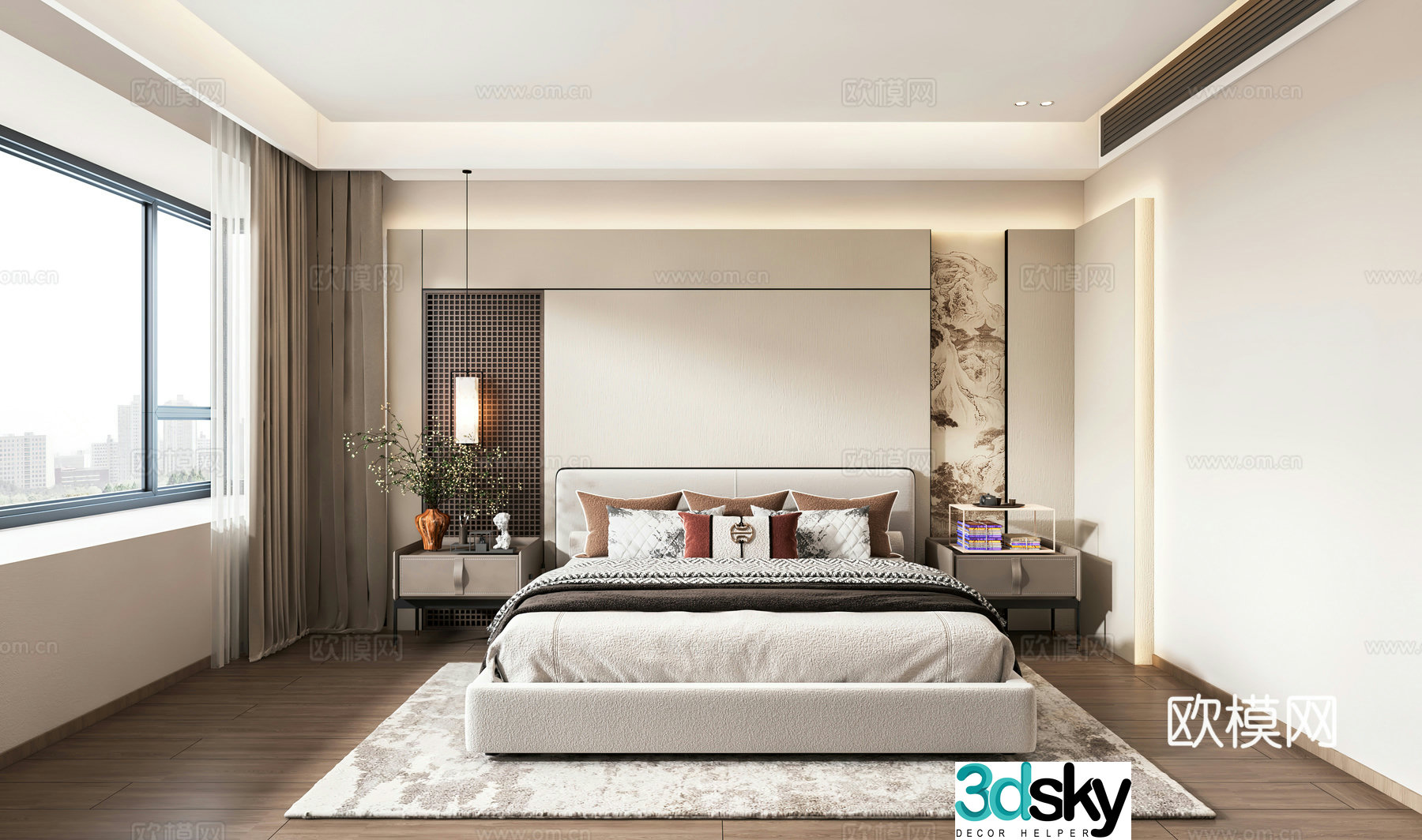 New Chinese style bedroom master bedroom 3d model