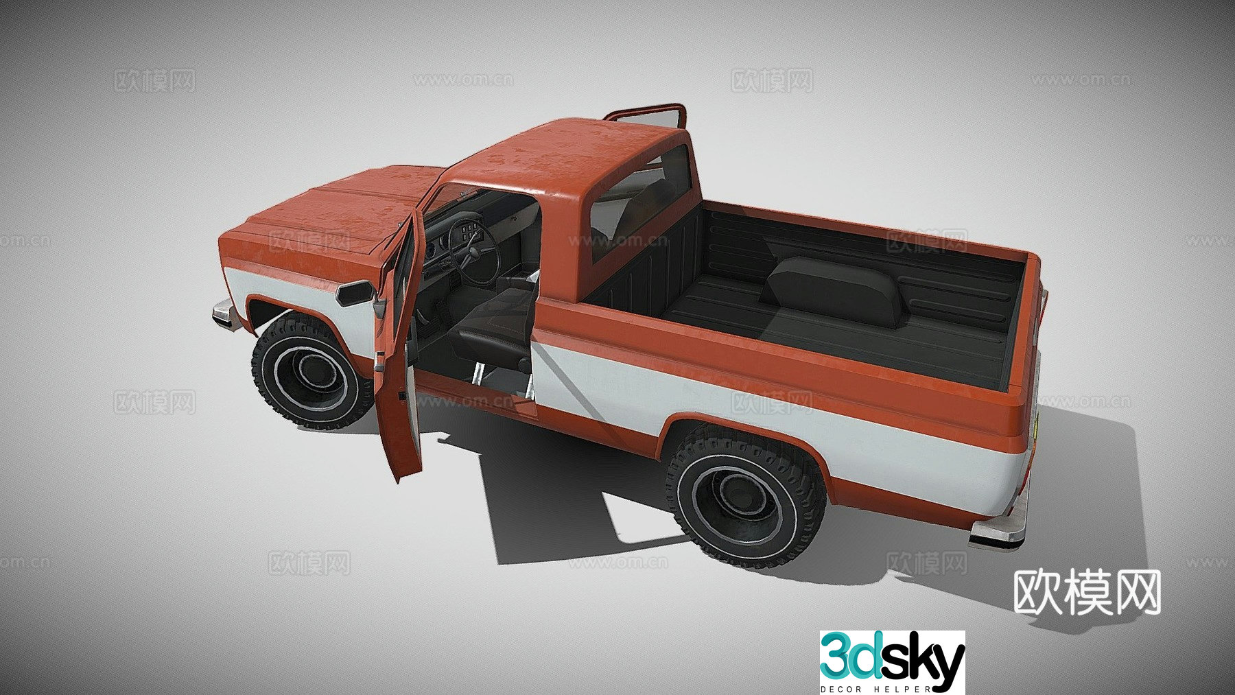 American pickup truck 3d model