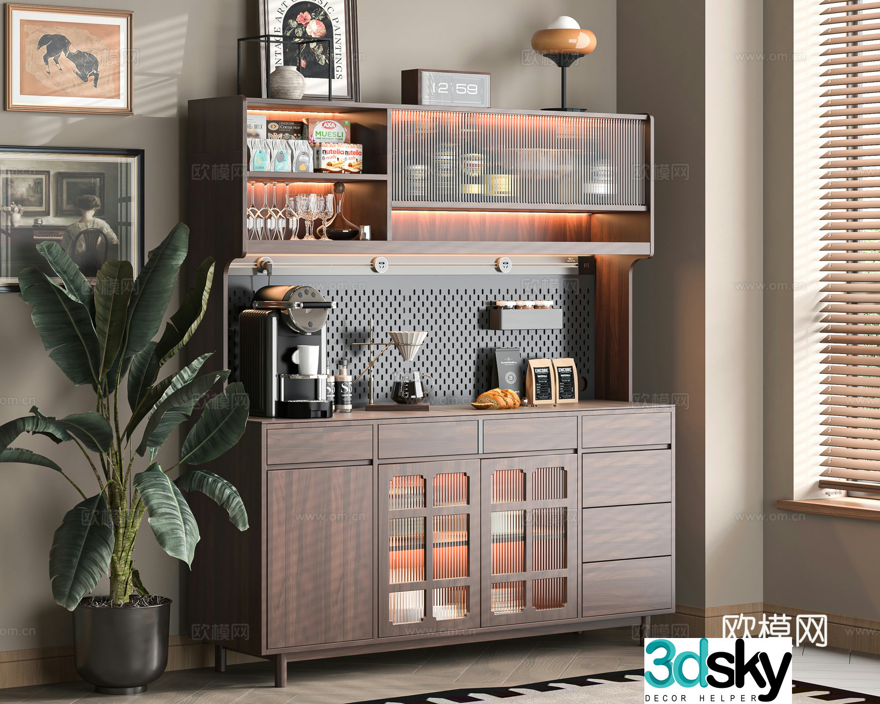 Medieval style sideboard 3d model