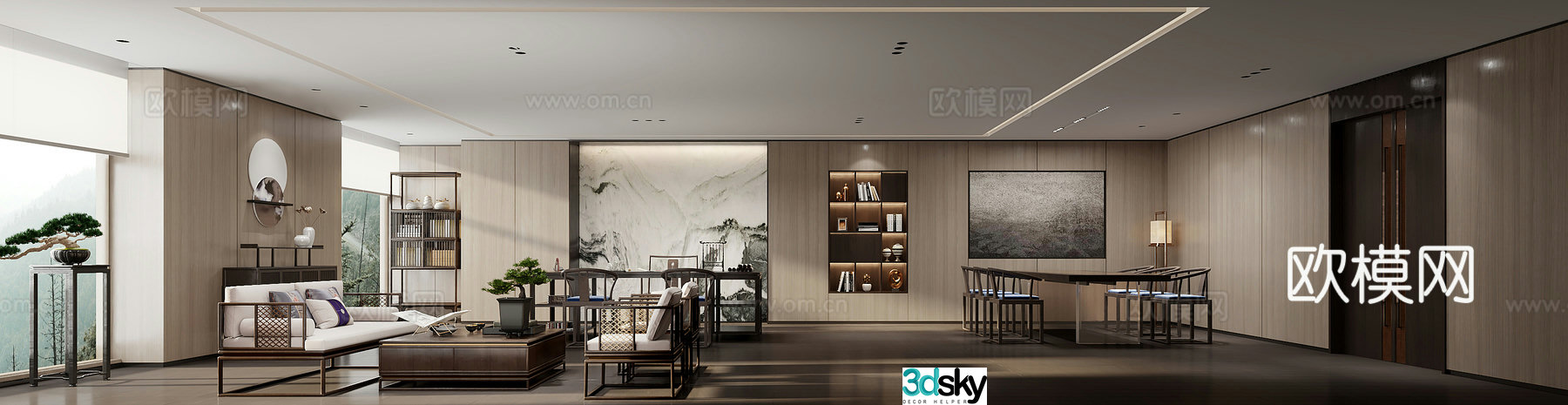 New Chinese style general manager office 3D model