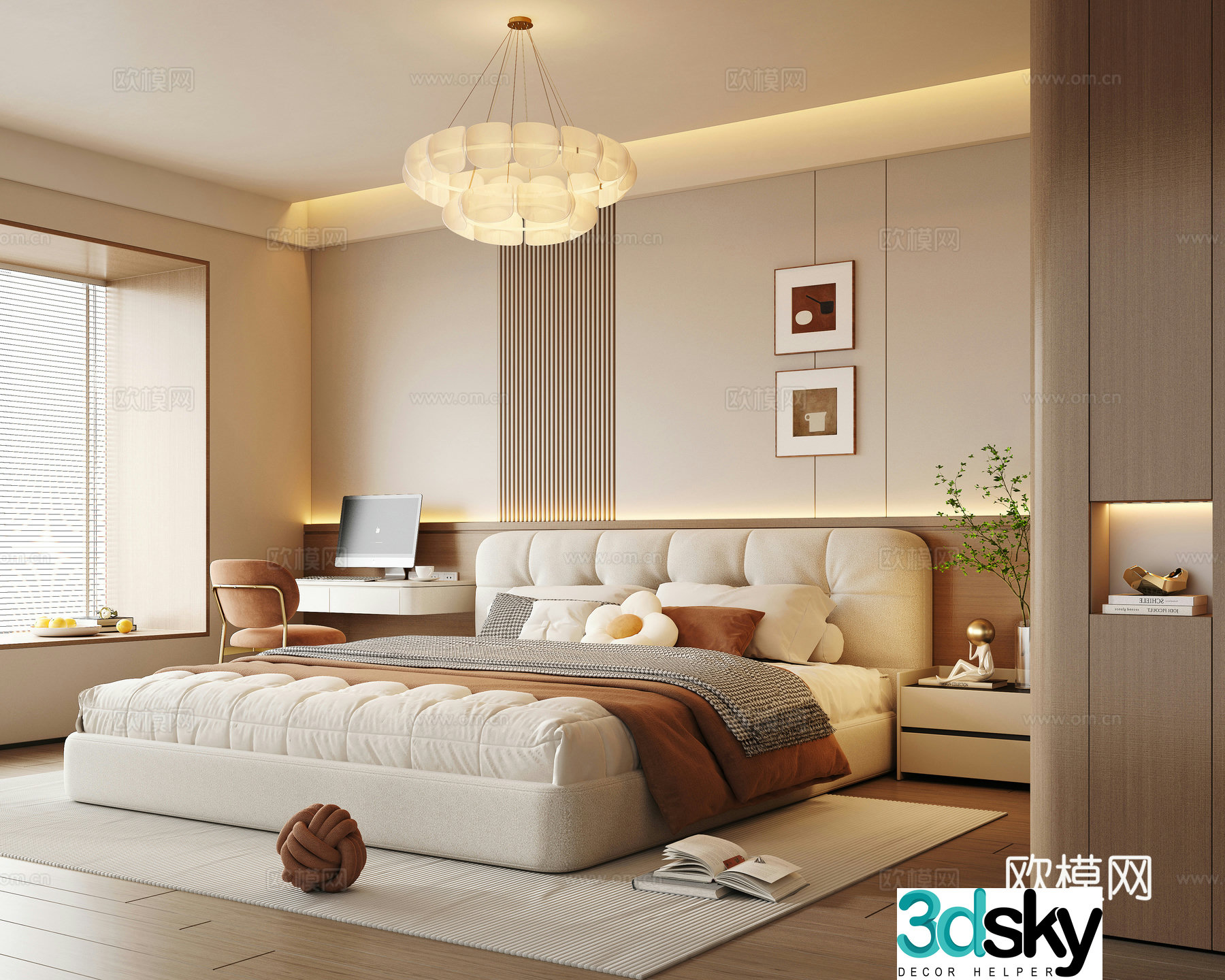 Cream style bedroom master bedroom 3d model