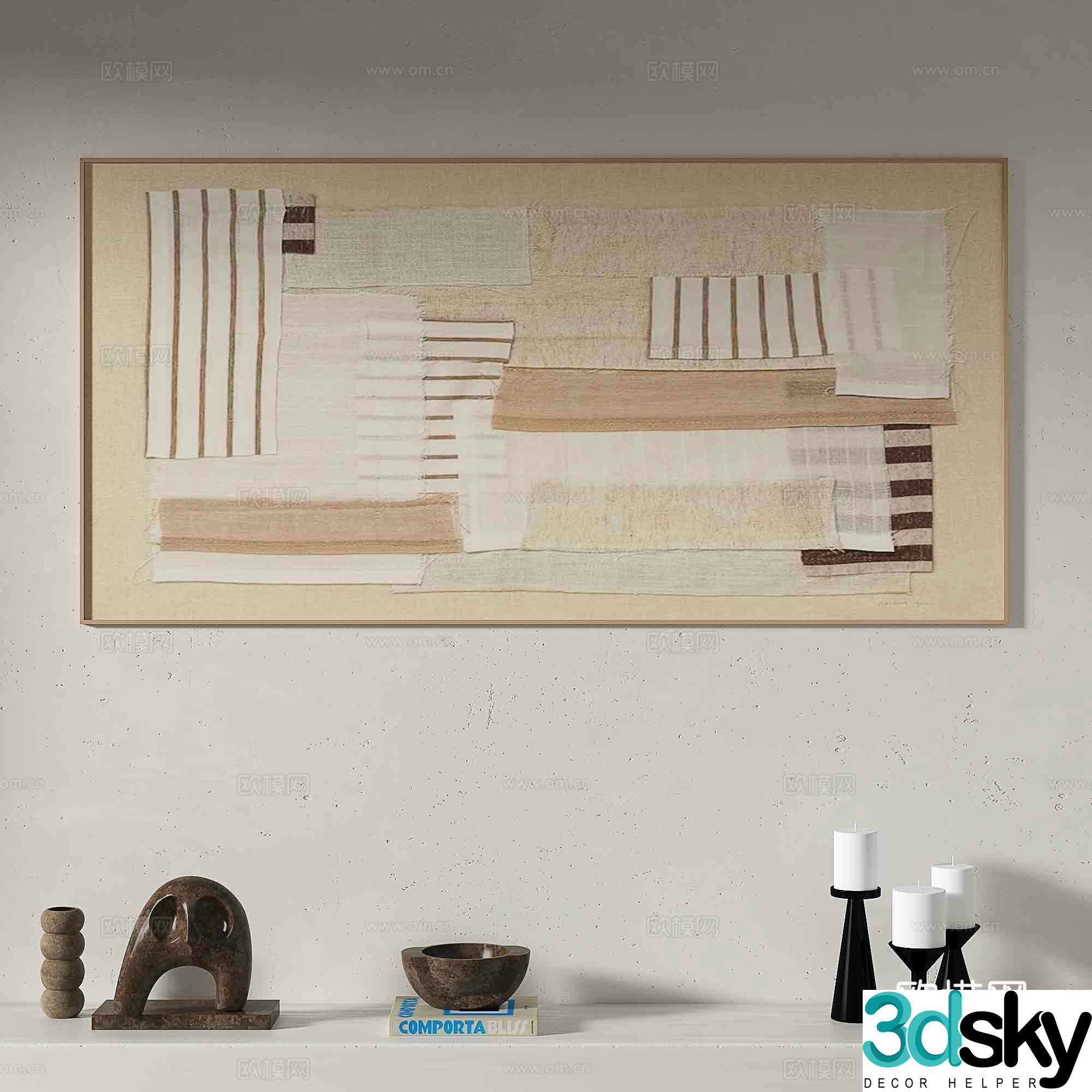 Modern abstract painting decorative painting 3d model