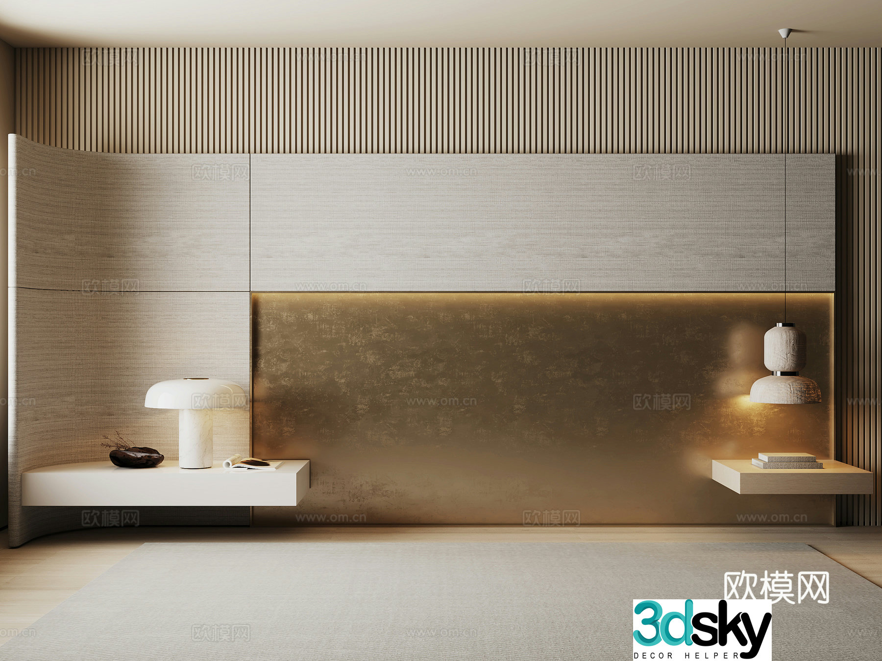Modern background wall bedside background 3d model