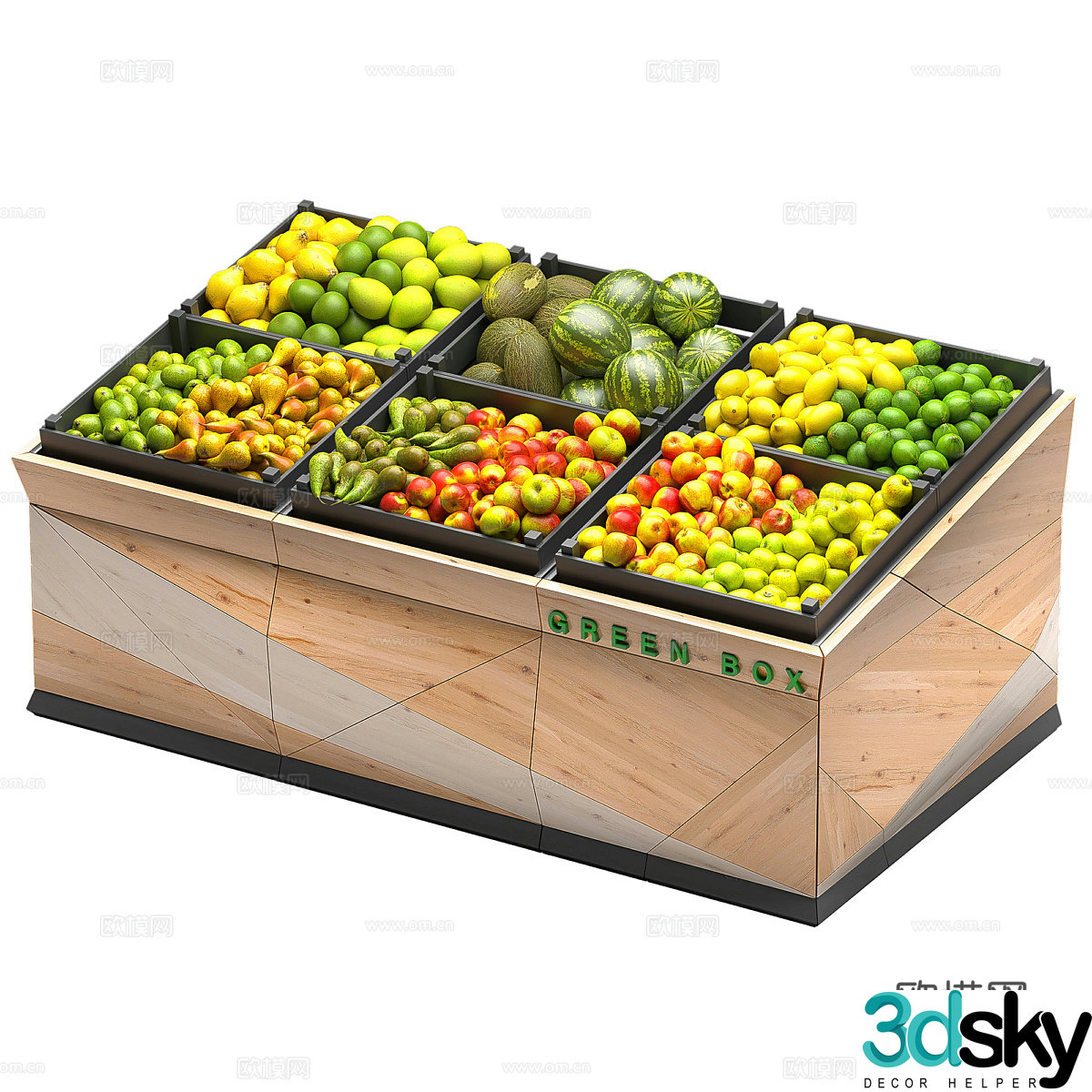 Supermarket display cabinet Fruit and vegetable shelves 3D model