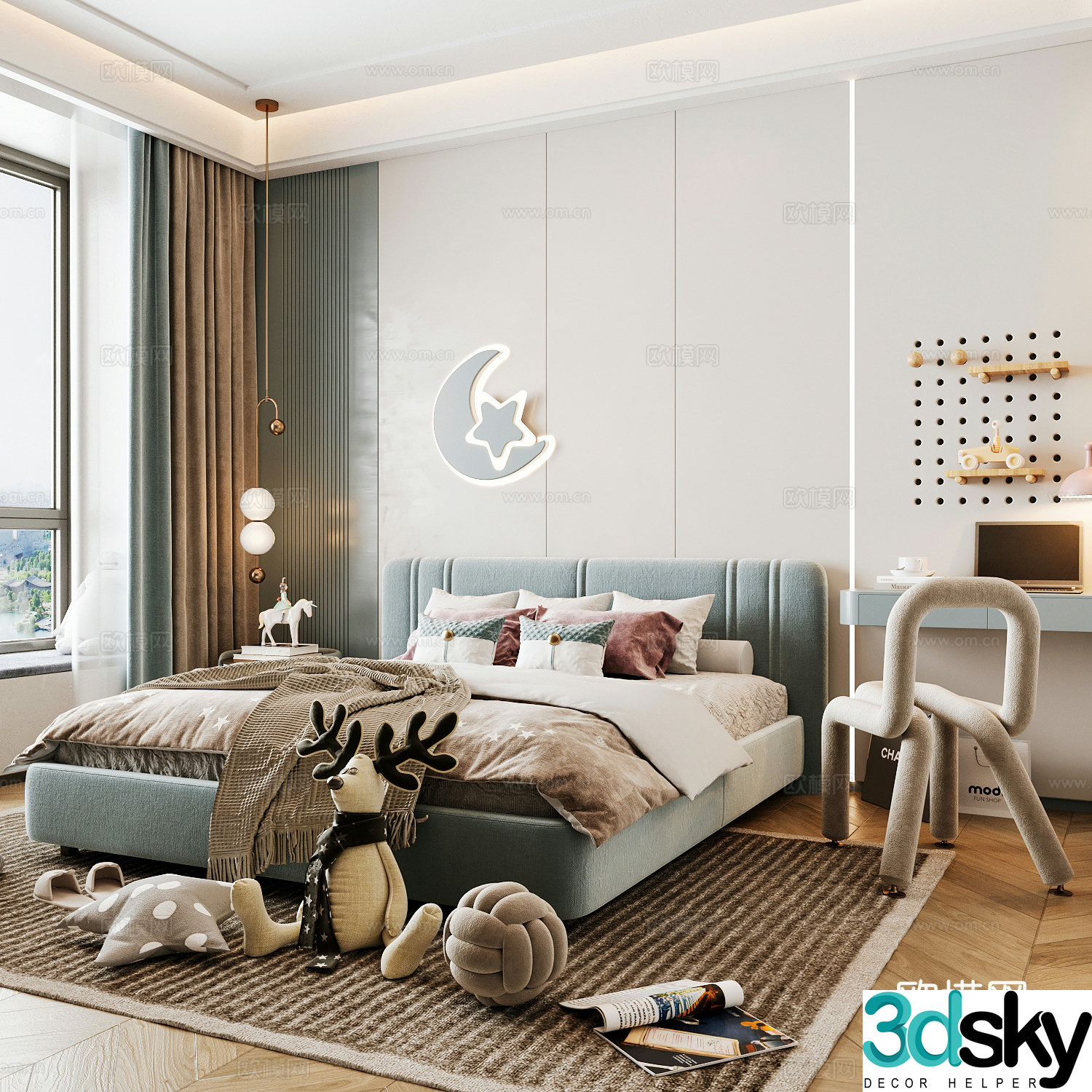 Modern children’s room boy’s room 3d model