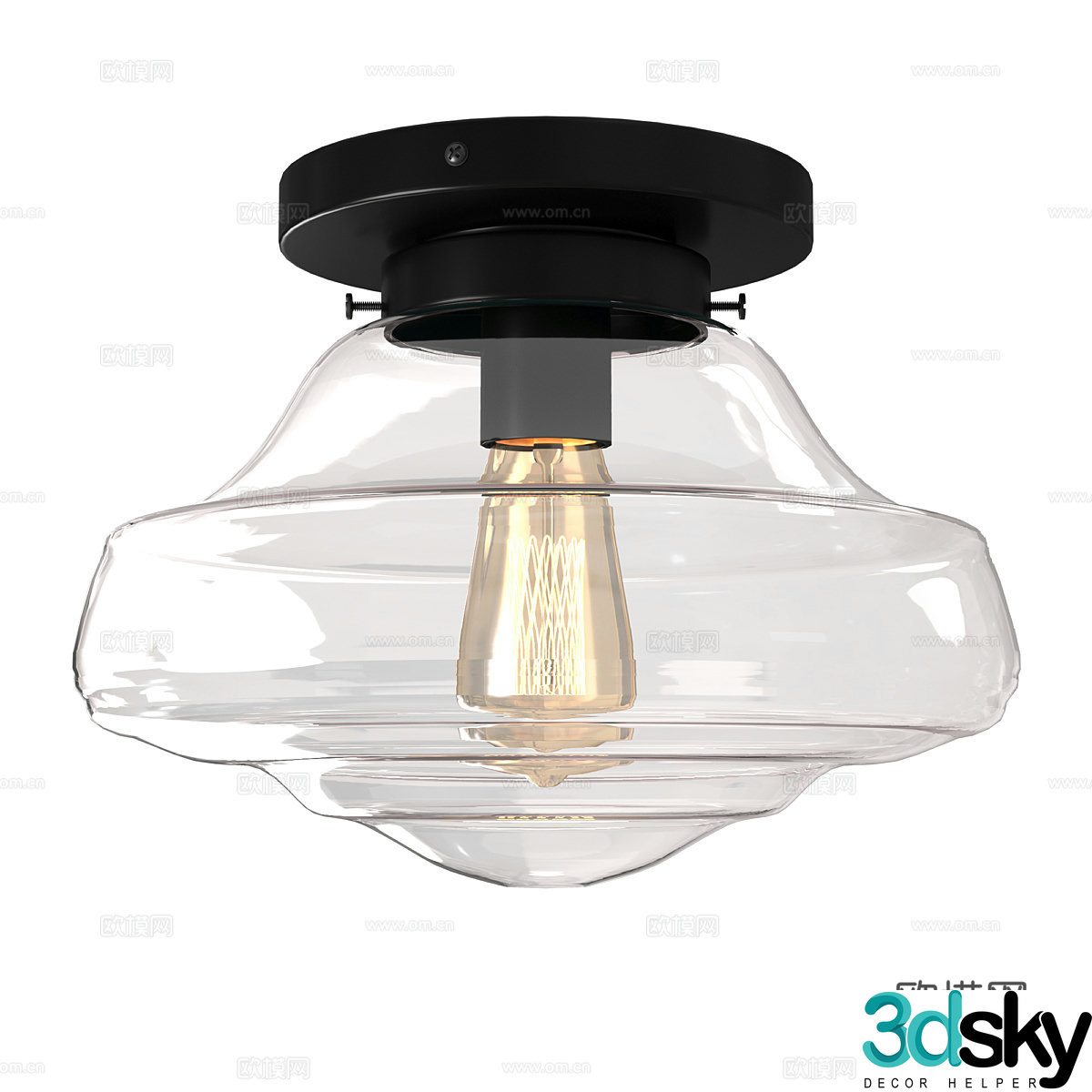 Modern glass ceiling light 3d model