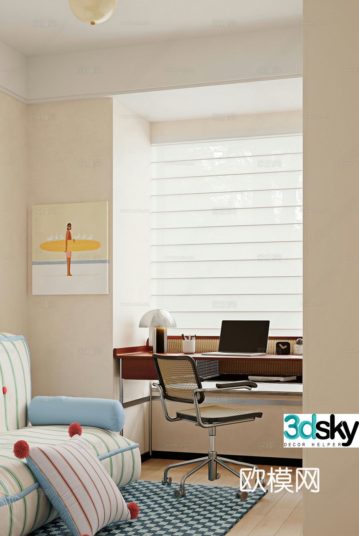 Middle-aged study room 3D model