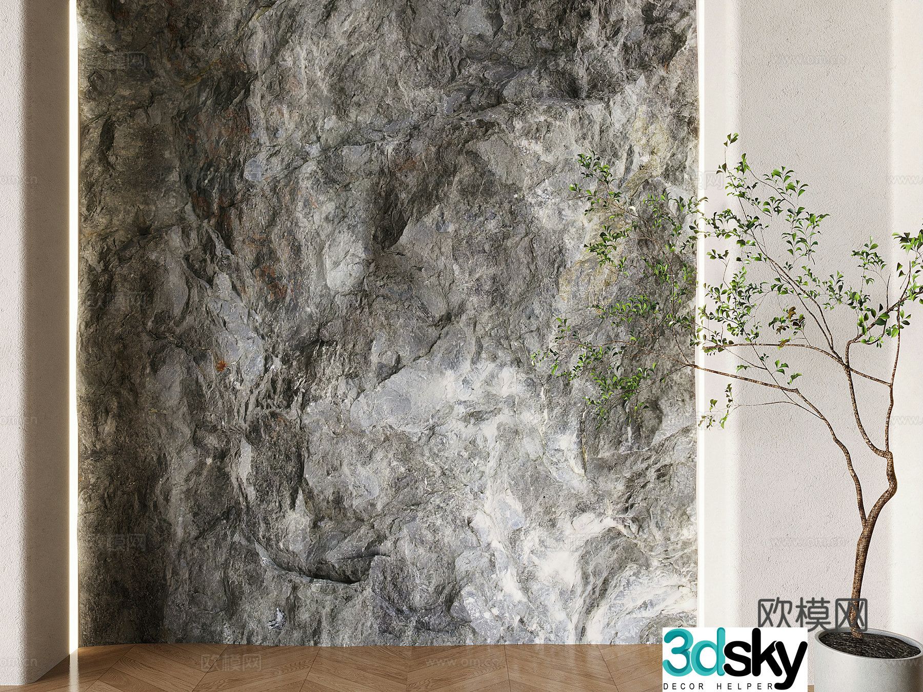 pu stone background wall matte stone wall rock background wall 3d model