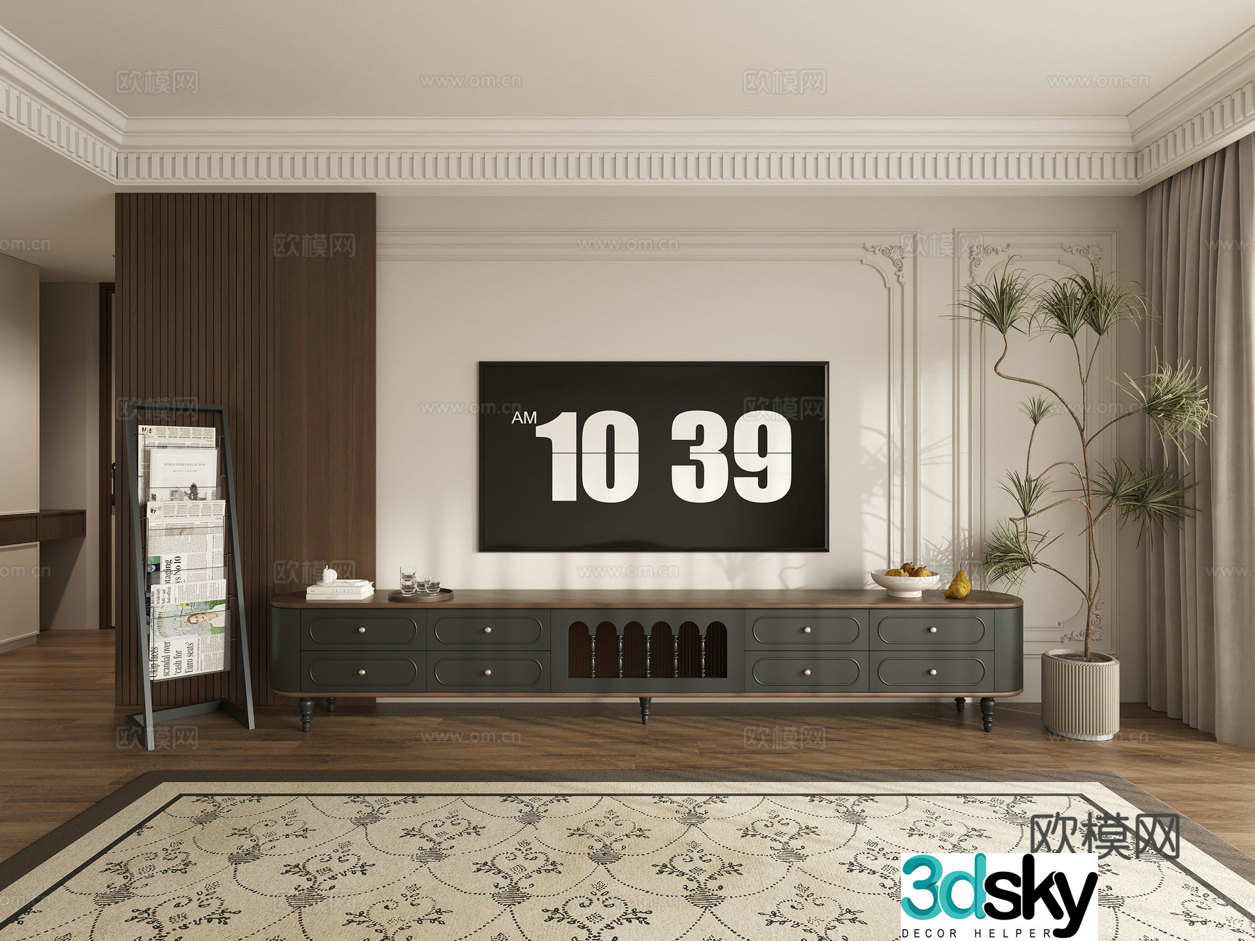 French TV background wall 3d model