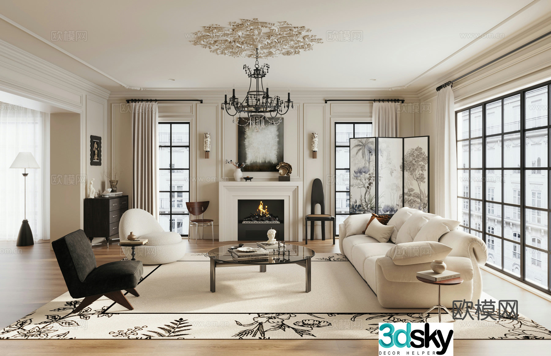 French living room 3d model