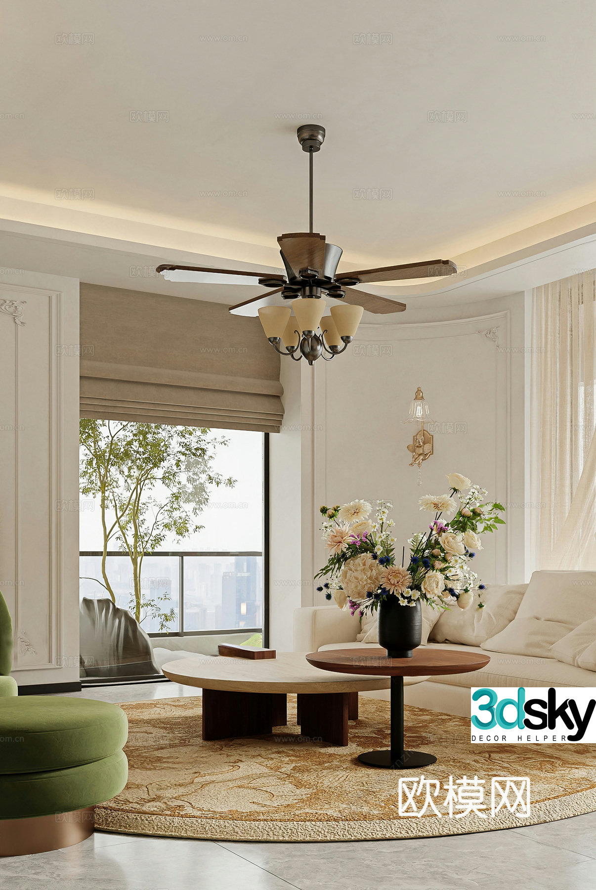 American living and dining room 3D model