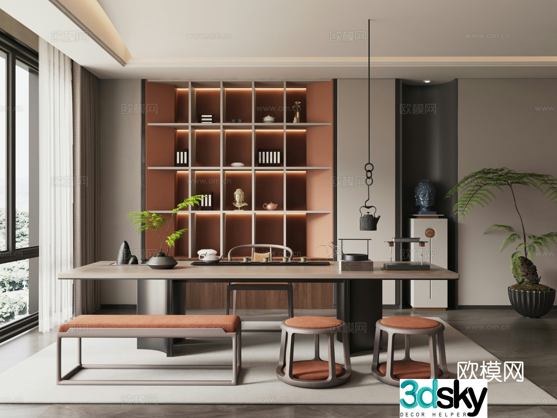 New Chinese tea room 3D model