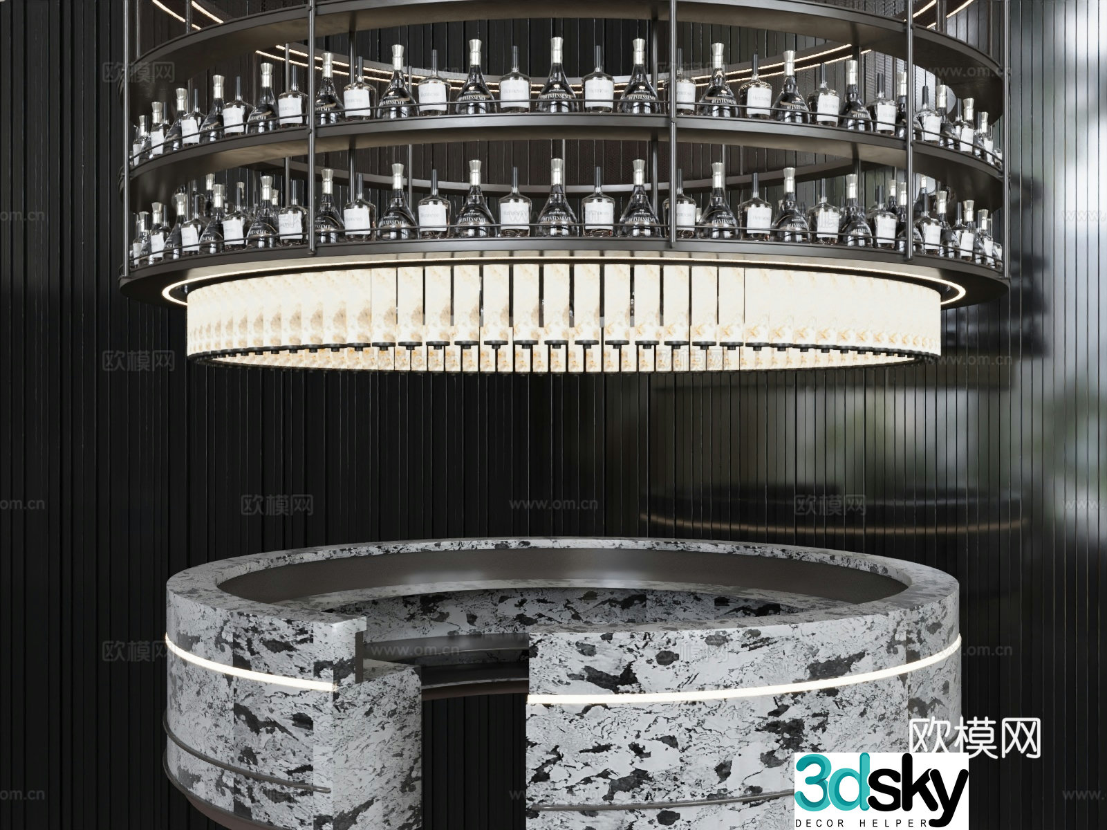Modern wine cabinet rotary wine cabinet bar wine cabinet 3D model