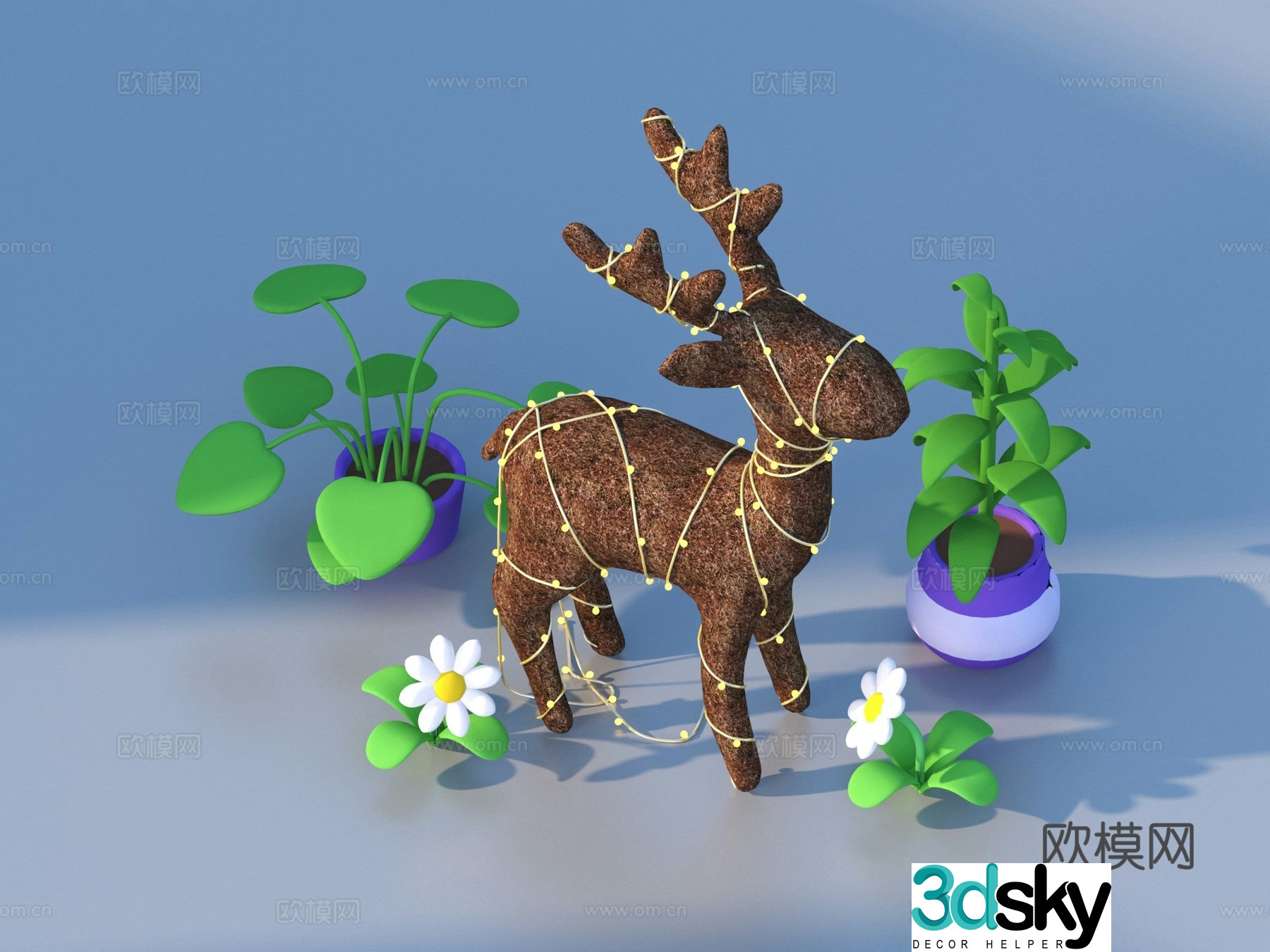 Cartoon sika deer toy 3d model