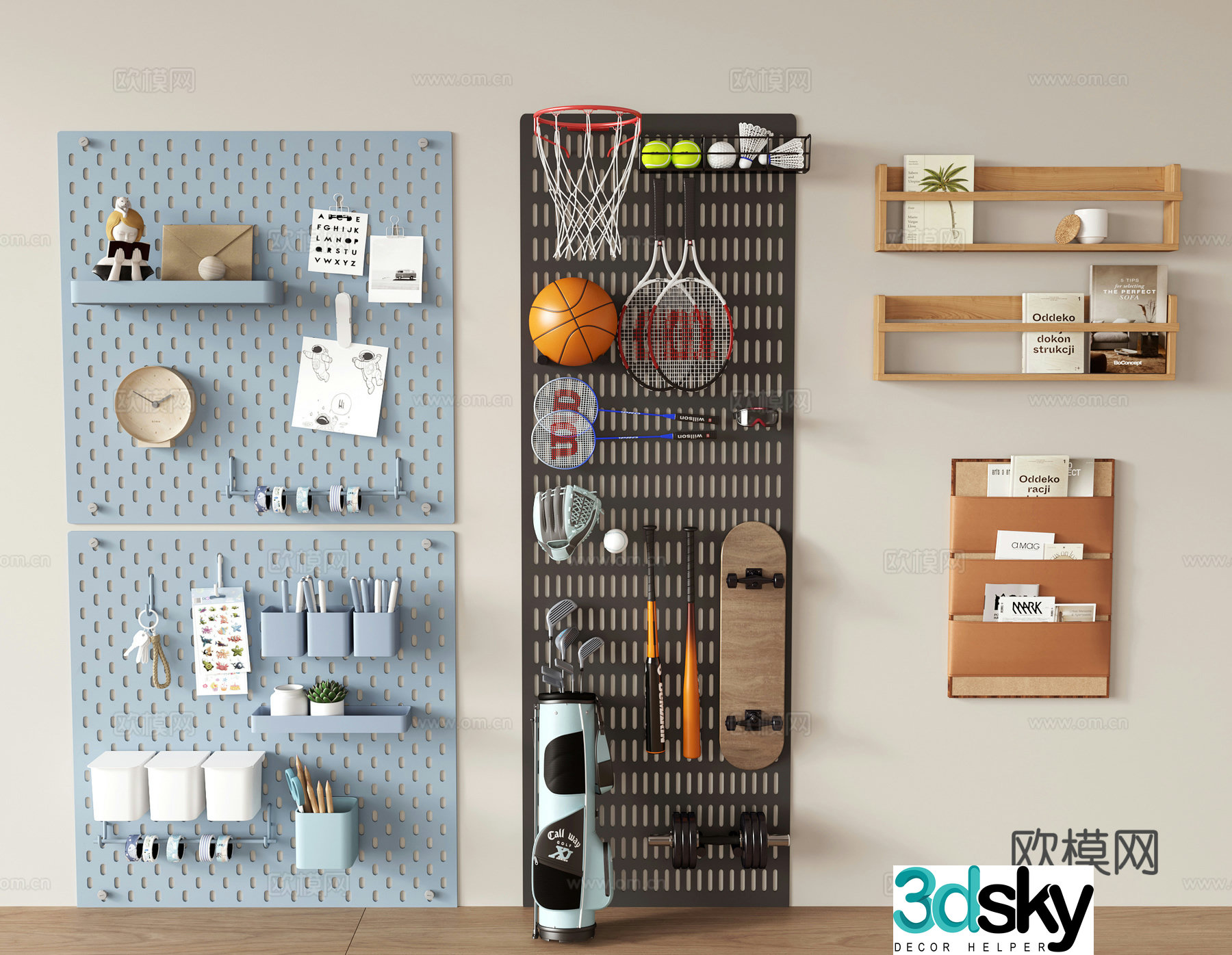 Modern hole board pendant wall decoration shelf wall decoration 3d model