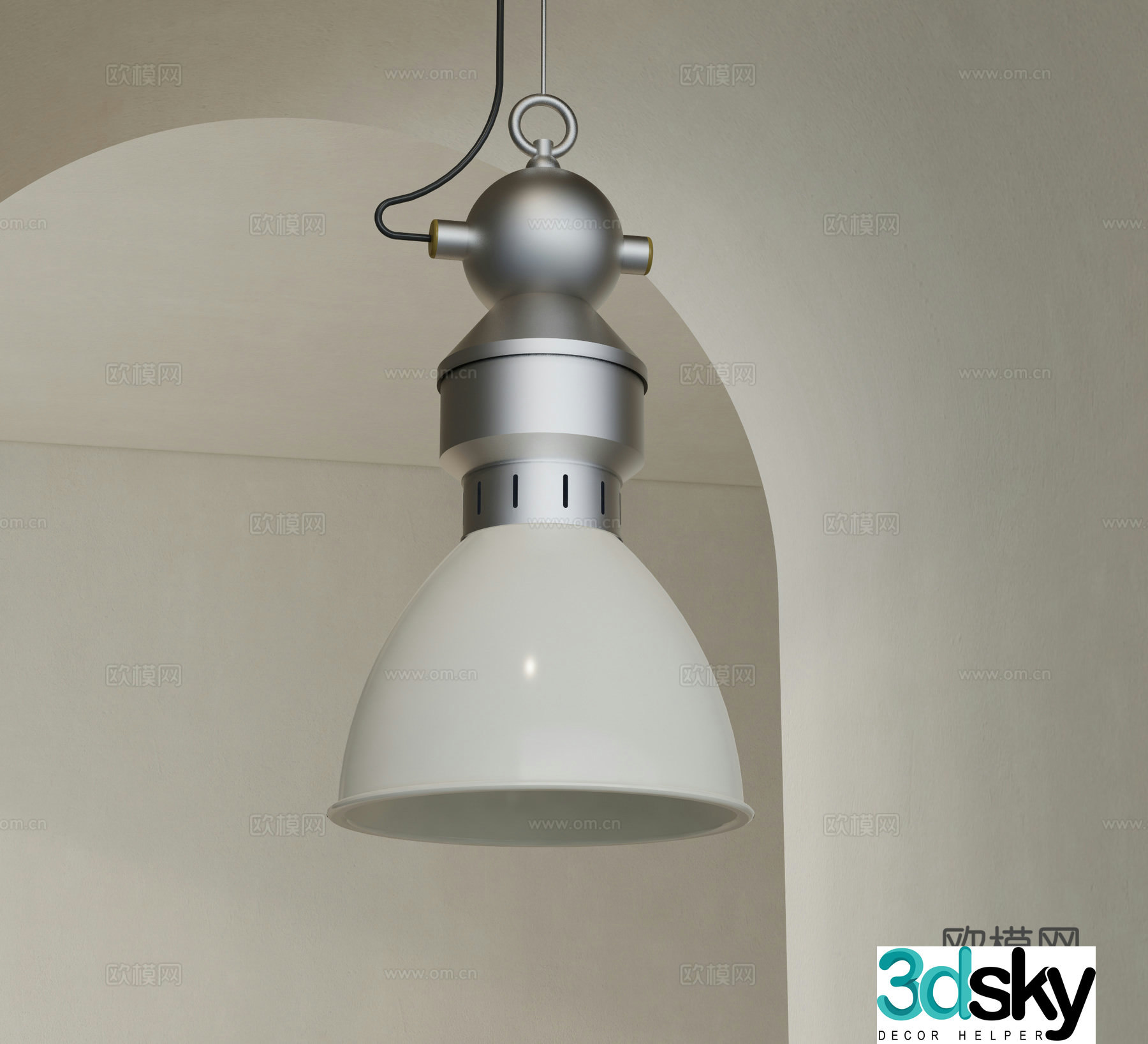 Industrial style small chandelier 3d model