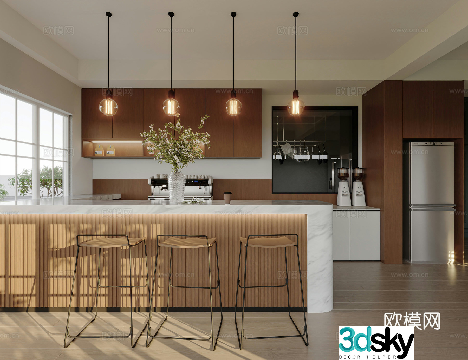 Modern coffee shop bar 3d model