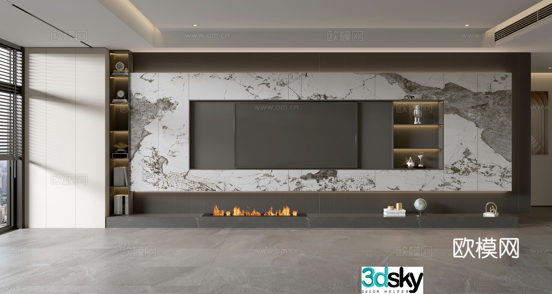 Modern TV background wall 3d model