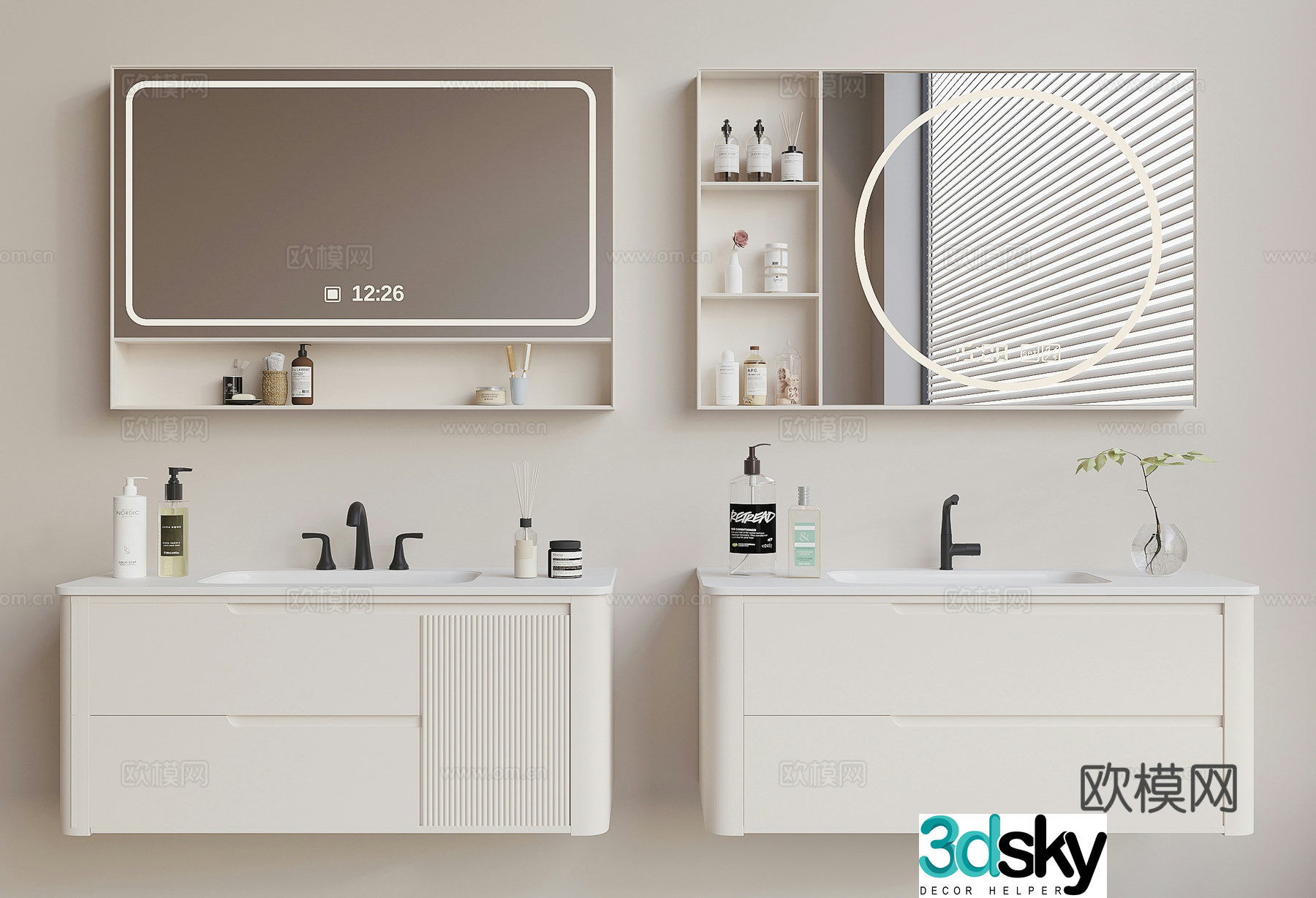Cream Bathroom cabinet 3D model