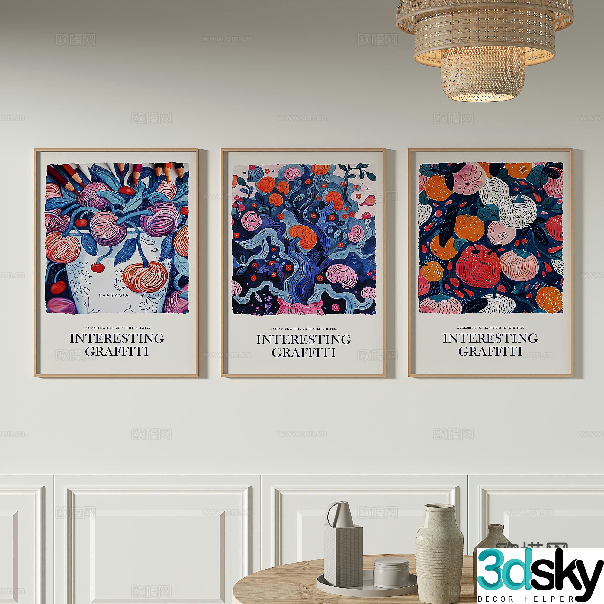 Modern flower painting decorative painting 3d model
