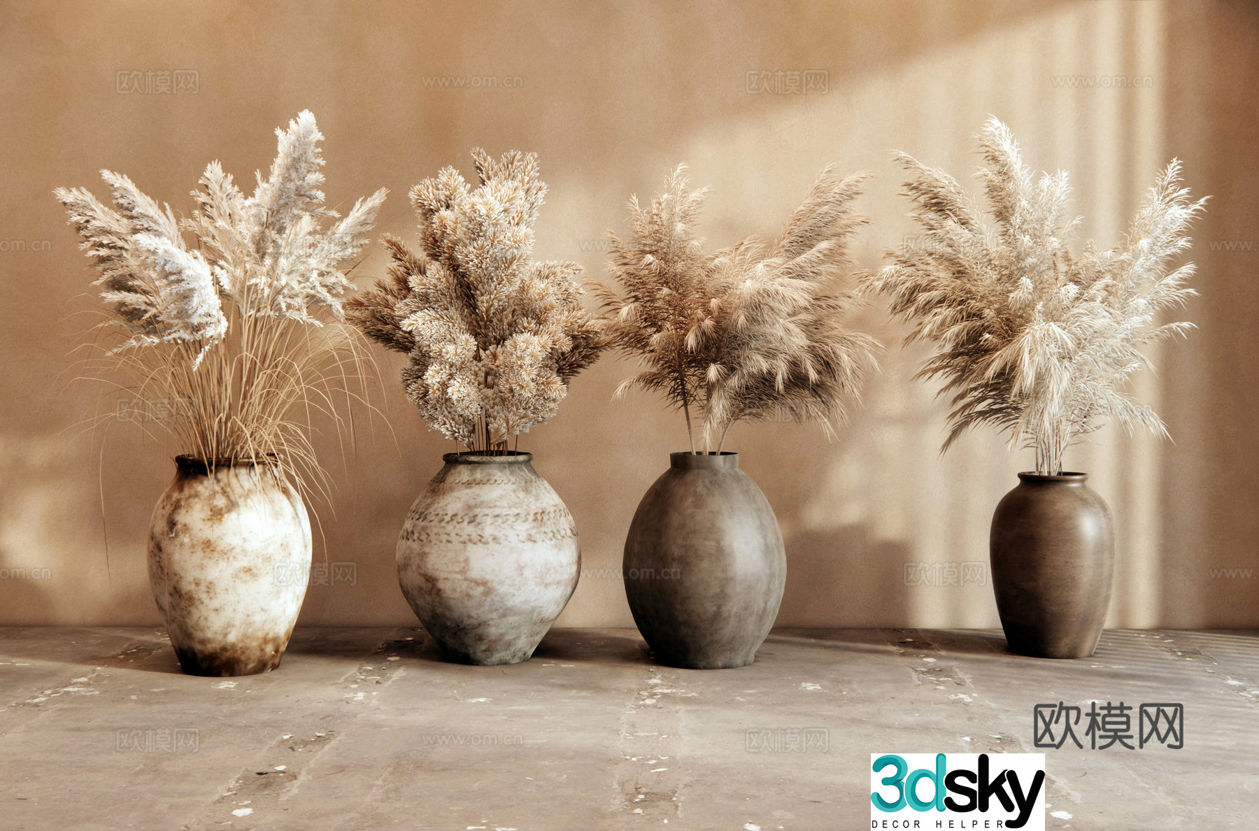 ç“¶ Silent reed flower vase flower art ceramics dried flower ornaments 3D model
