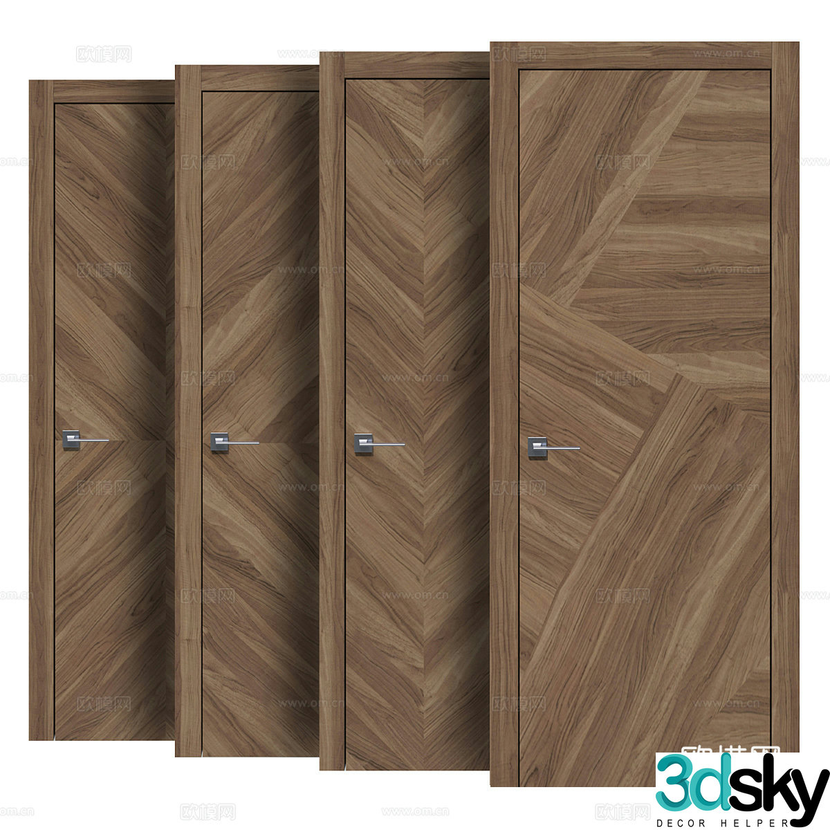 Log single door room door bedroom door 3d model