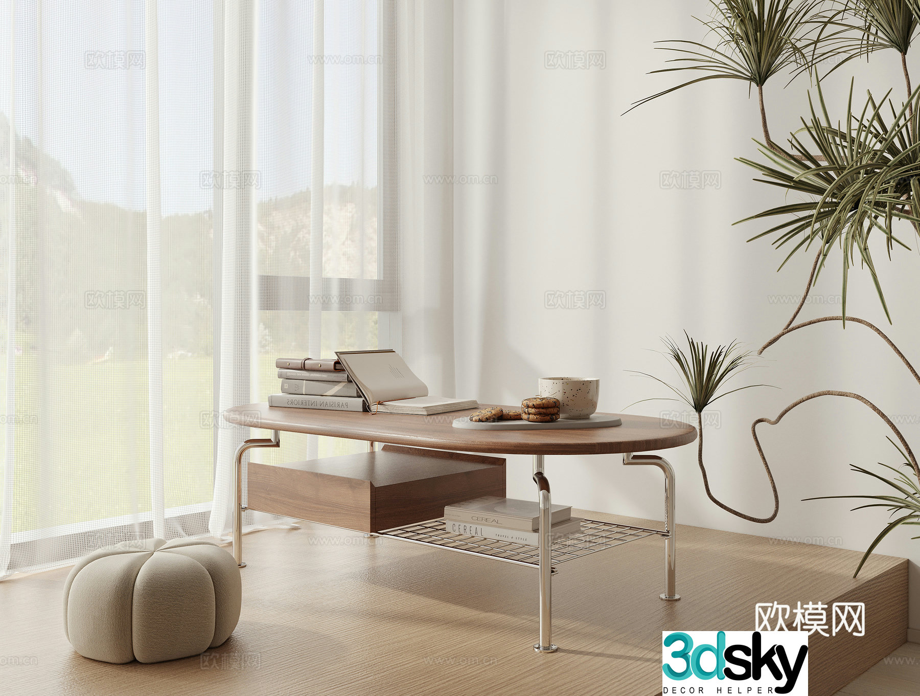 Middle-aged style coffee table 3D model