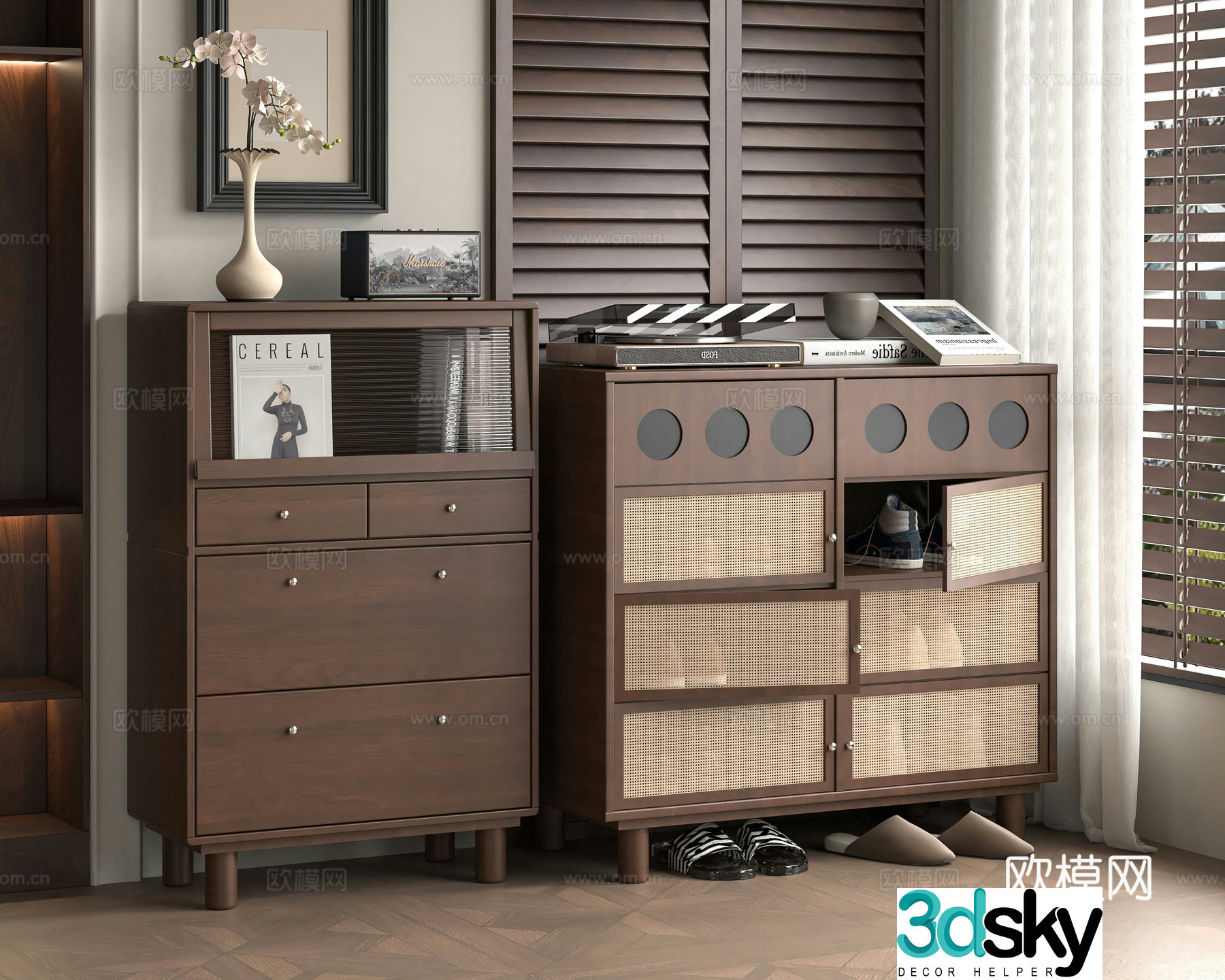Middle-aged shoe cabinet 3D model